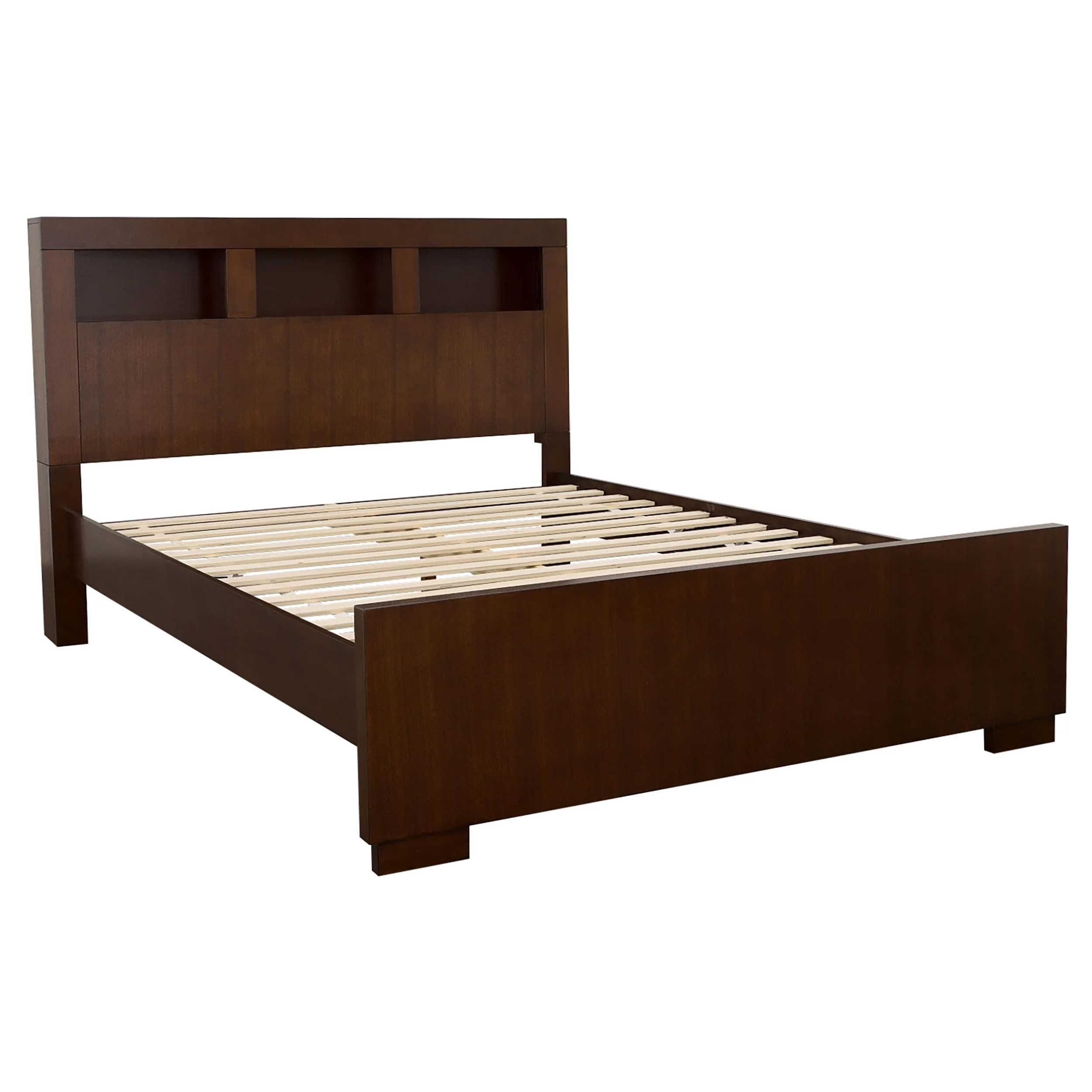 Coaster Furniture Jessica 200719Q Wood Queen LED Storage Bookcase Bed - Cappuccino - Image 1