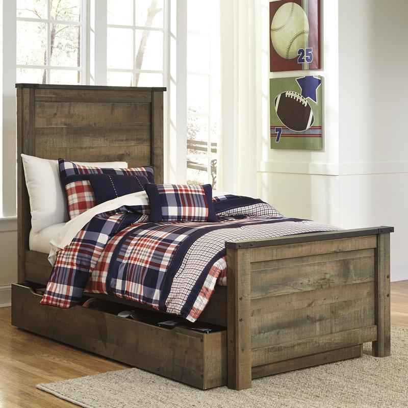 Signature Design by Ashley Trinell B446B8 Twin Panel Bed with 1 Large Storage Drawer - Image 1