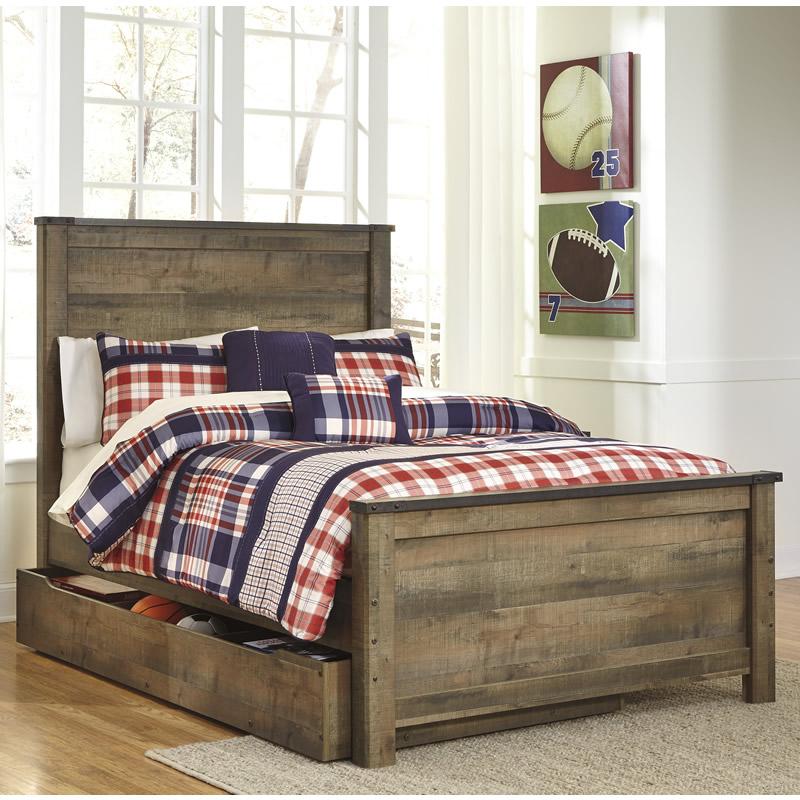 Signature Design by Ashley Trinell B446B9 Full Panel Bed with 1 Large Storage Drawer - Image 1