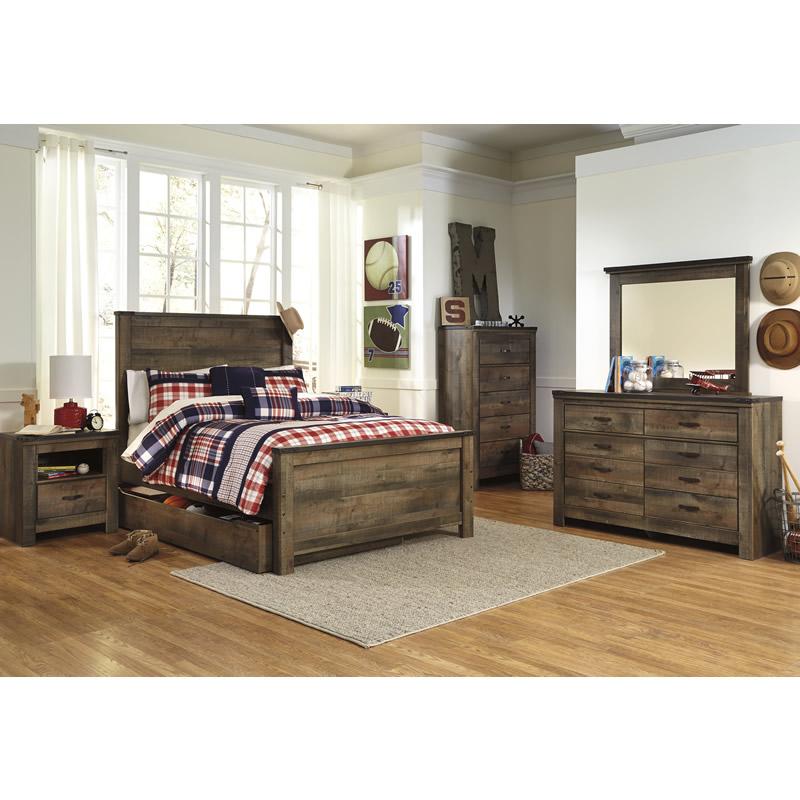 Signature Design by Ashley Trinell B446B9 Full Panel Bed with 1 Large Storage Drawer - Image 2