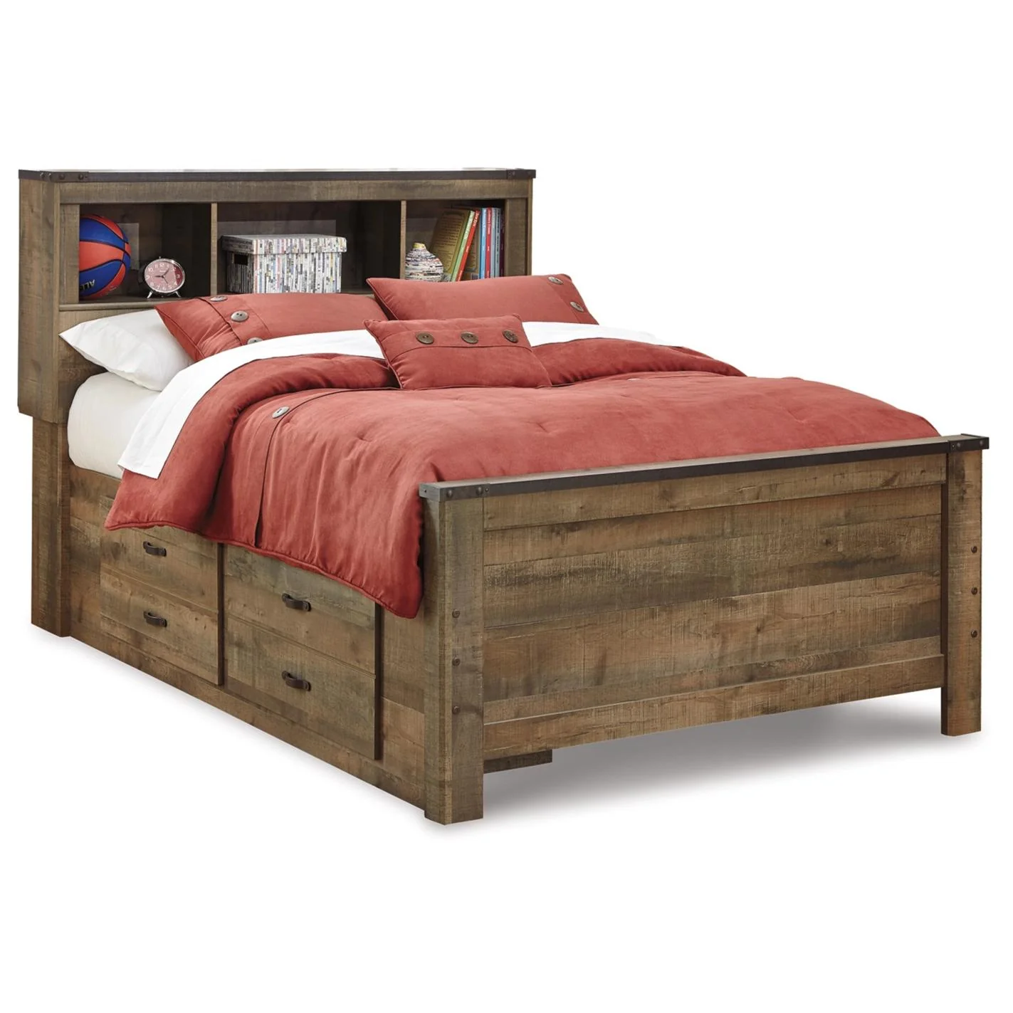 Signature Design by Ashley Trinell B446B16 Full Bookcase Bed with 2 Storage Drawers - Image 1