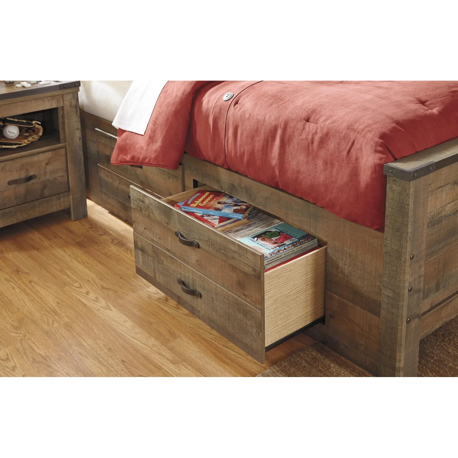 Signature Design by Ashley Trinell B446B16 Full Bookcase Bed with 2 Storage Drawers - Image 3