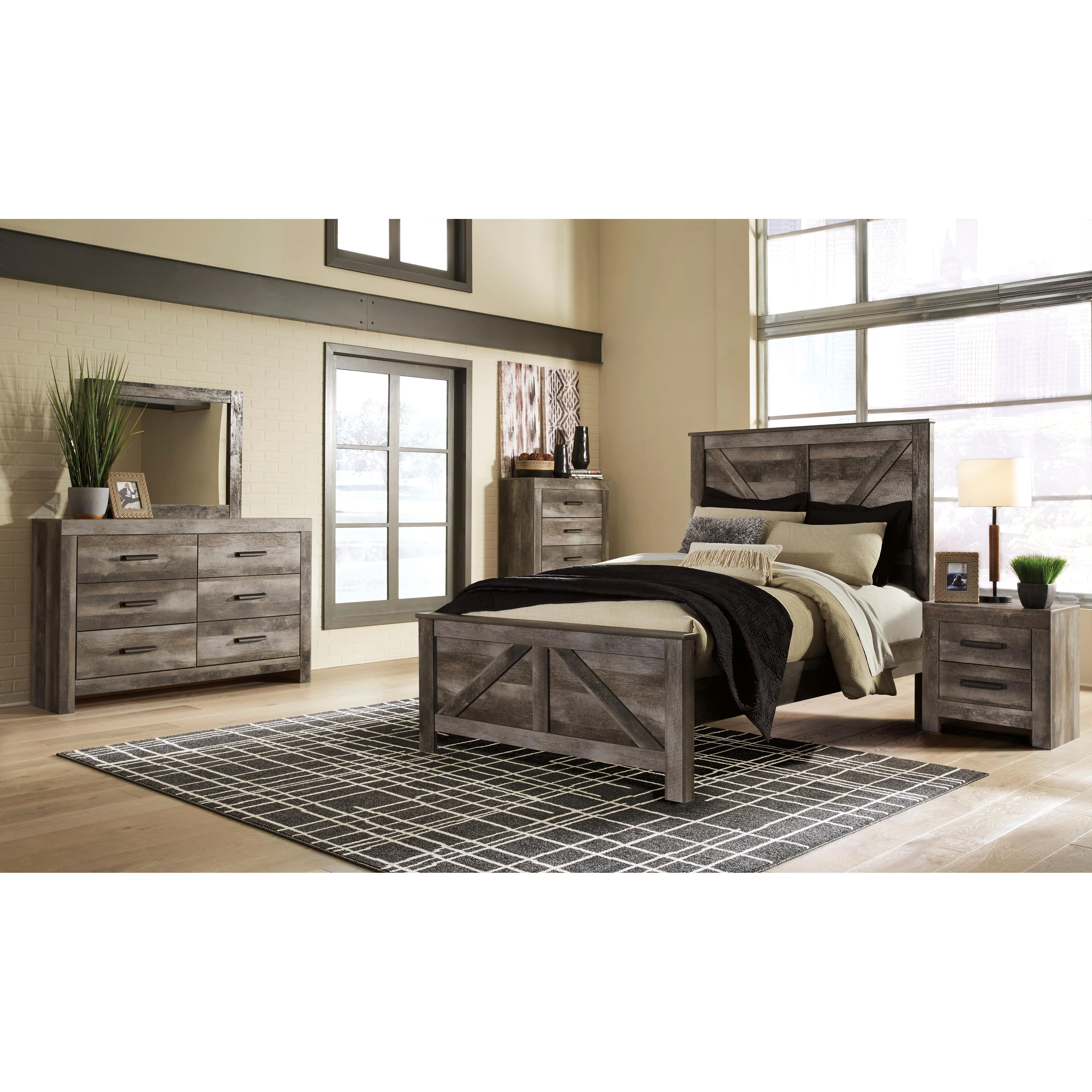 Signature Design by Ashley Wynnlow B440B26 6 pc King Crossbuck Panel Bedroom Set - Image 1