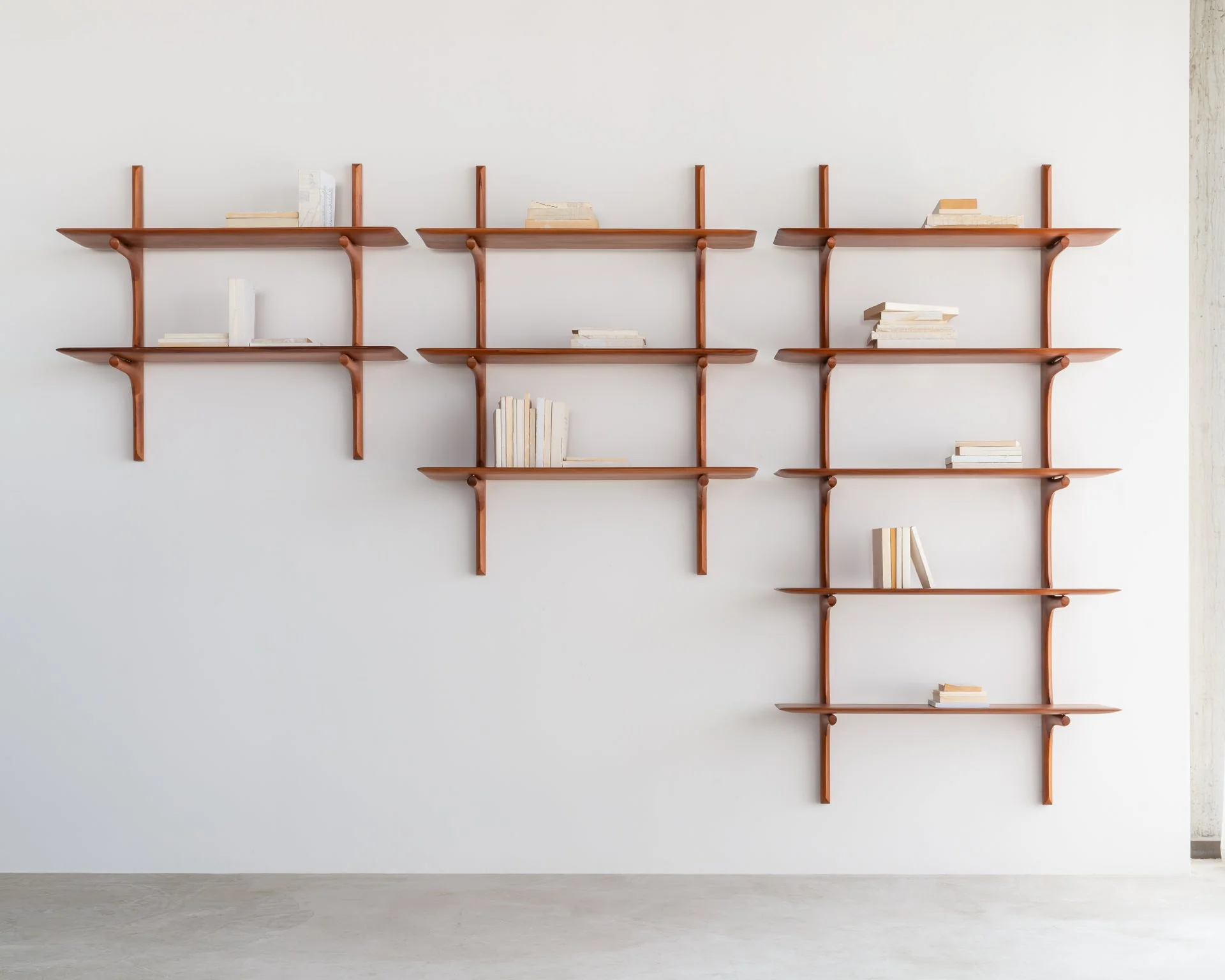 Pi Wall Shelf | Varnished Mahogany | 5 Shelves - Image 2