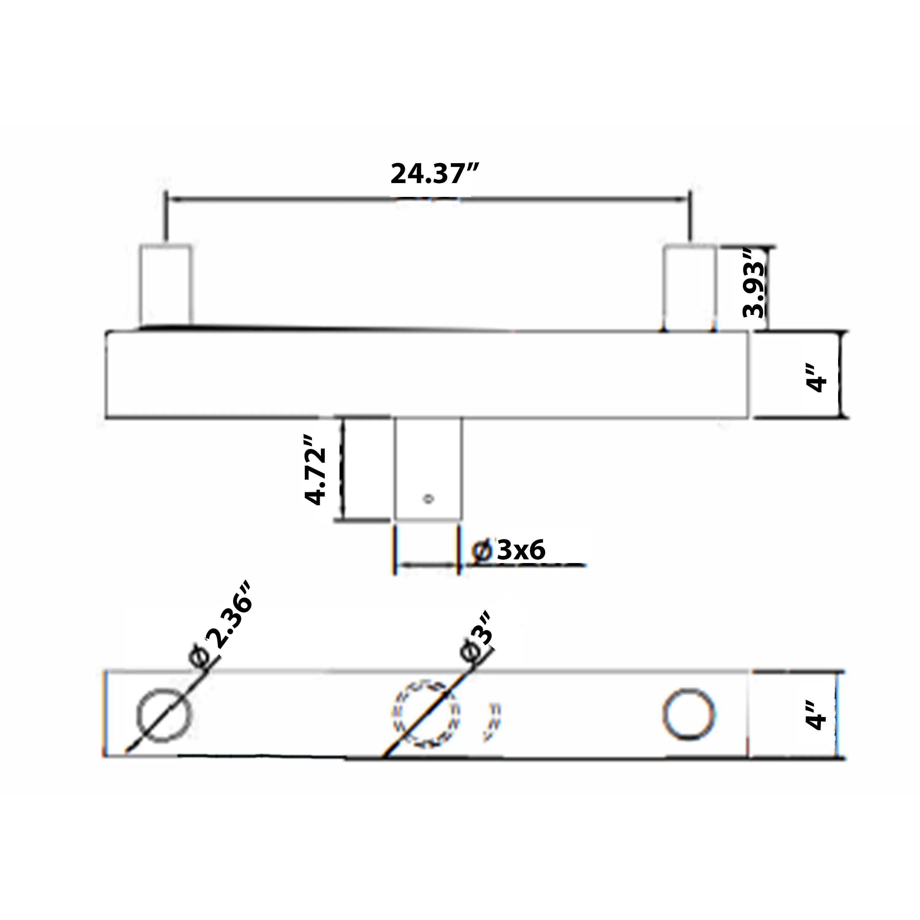 Bullhorn Round Base Bracket with 2 3/8 Tenon Adaptor - Image 3