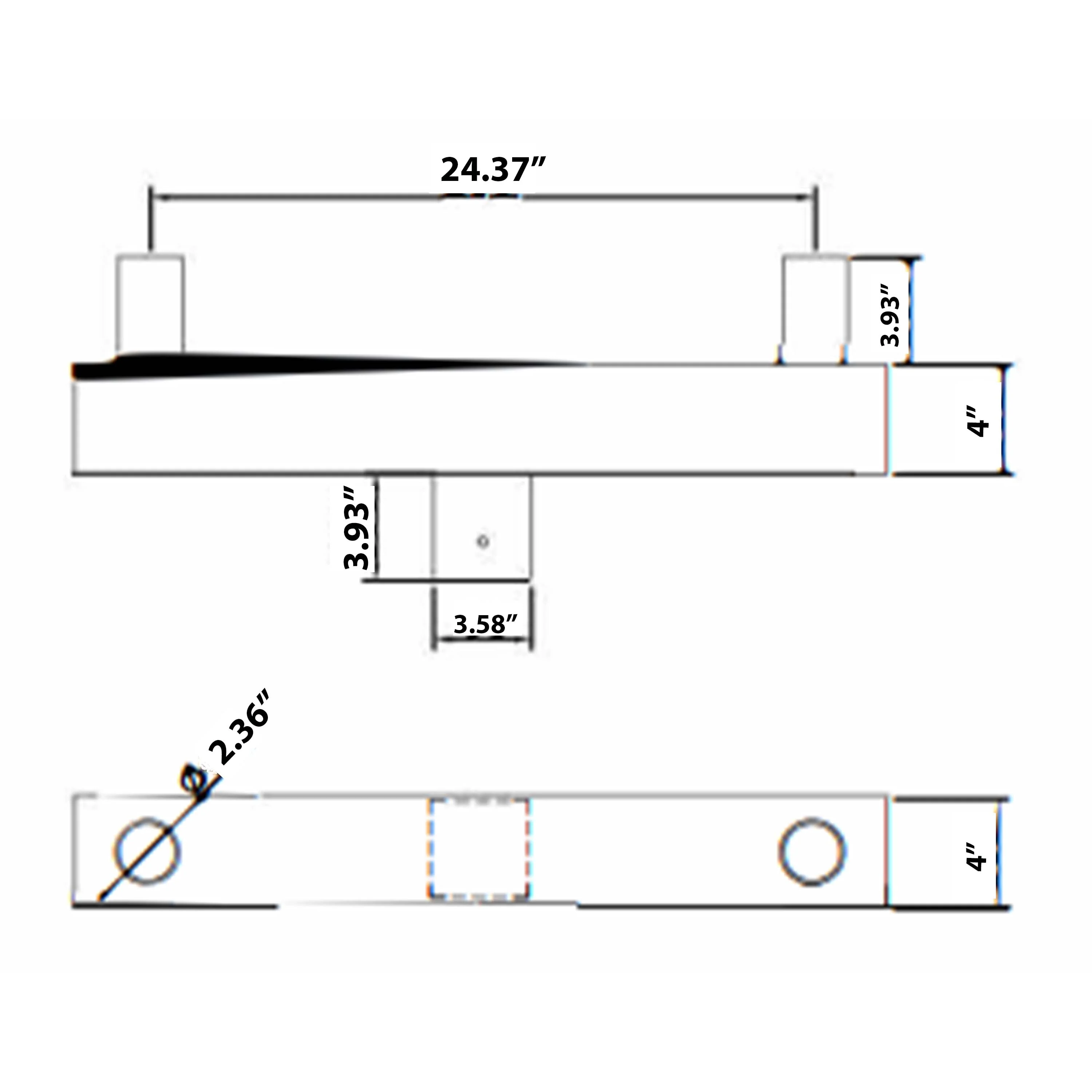 Bullhorn Square Base Bracket with 2 3/8 Tenon Adaptor - Image 3