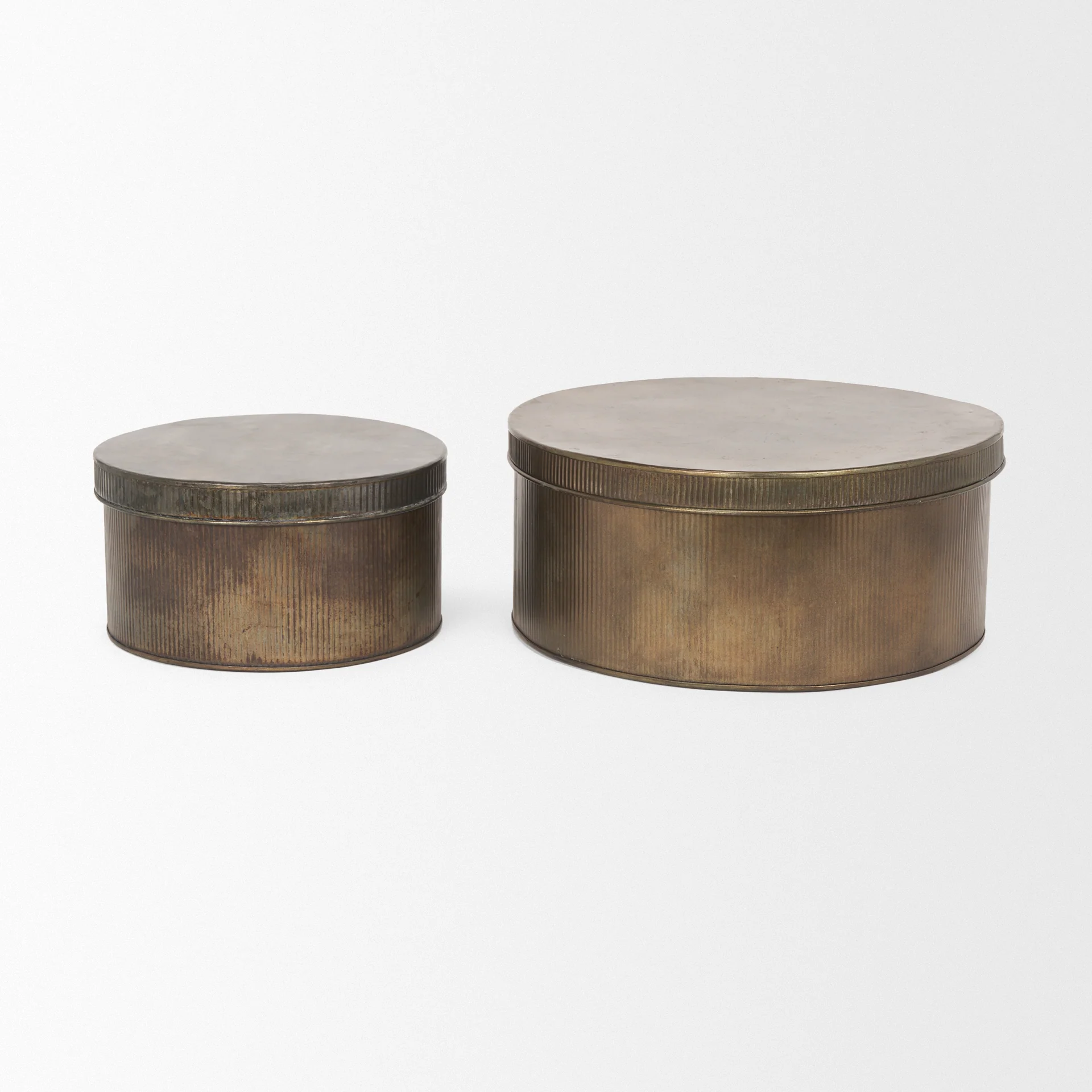 Josephine Round Antique Gold Metal Box Set - Image 2