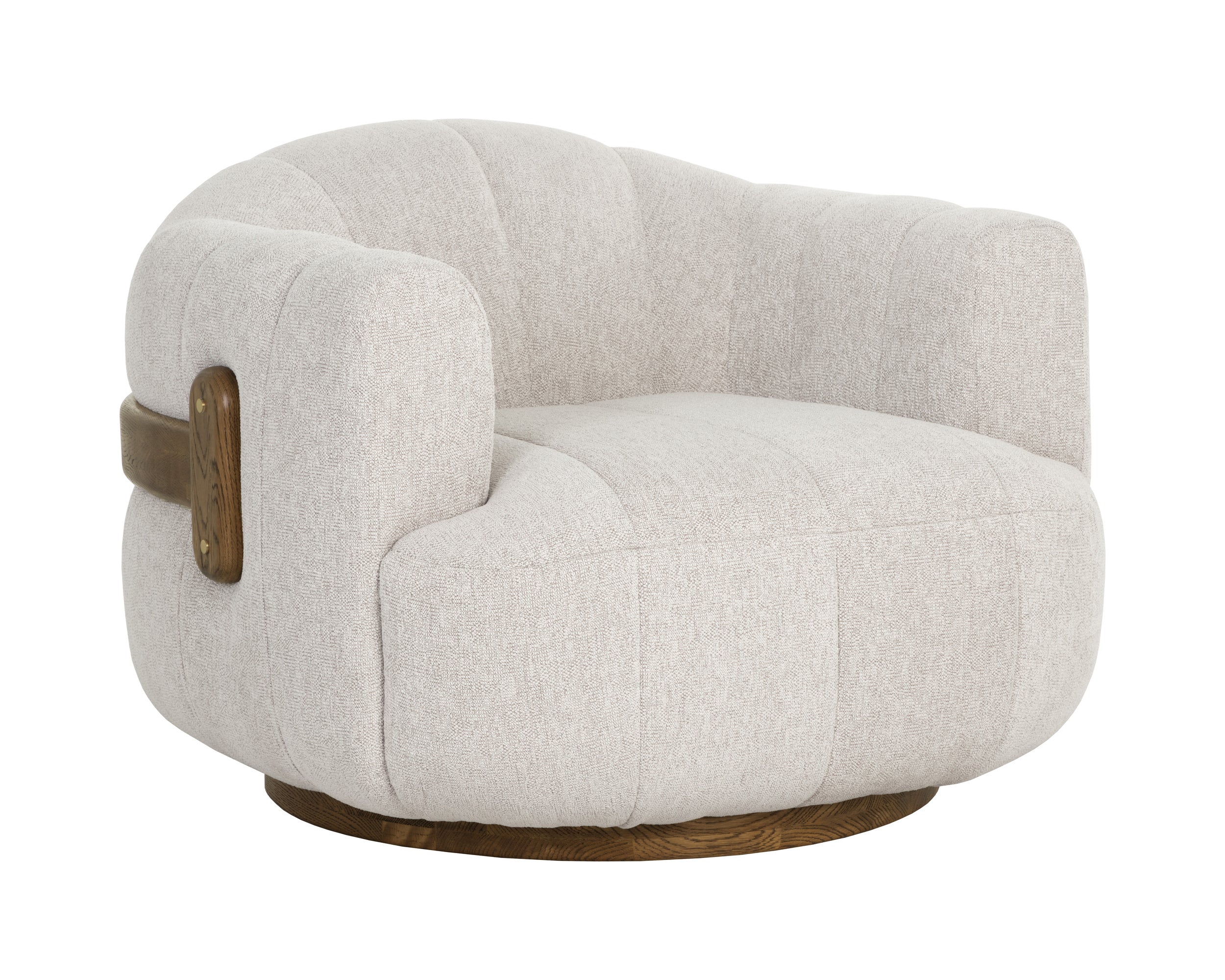 Tadeo Swivel Armchair – Warm Brown – Dove Cream