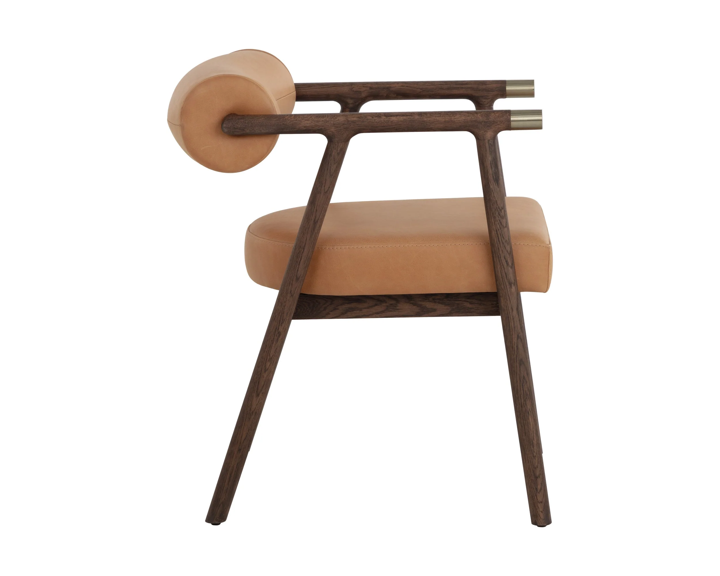 Sova Dining Armchair - Antique Brown - Sahara Camel Leather - Image 3