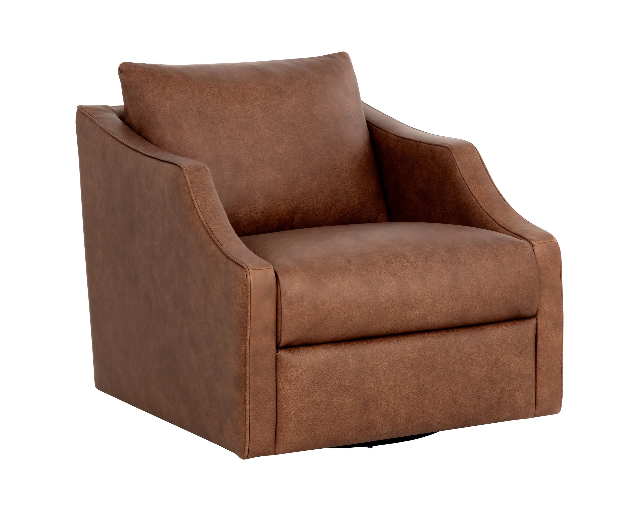Orwell Swivel Lounge Chair – Cognac Leather