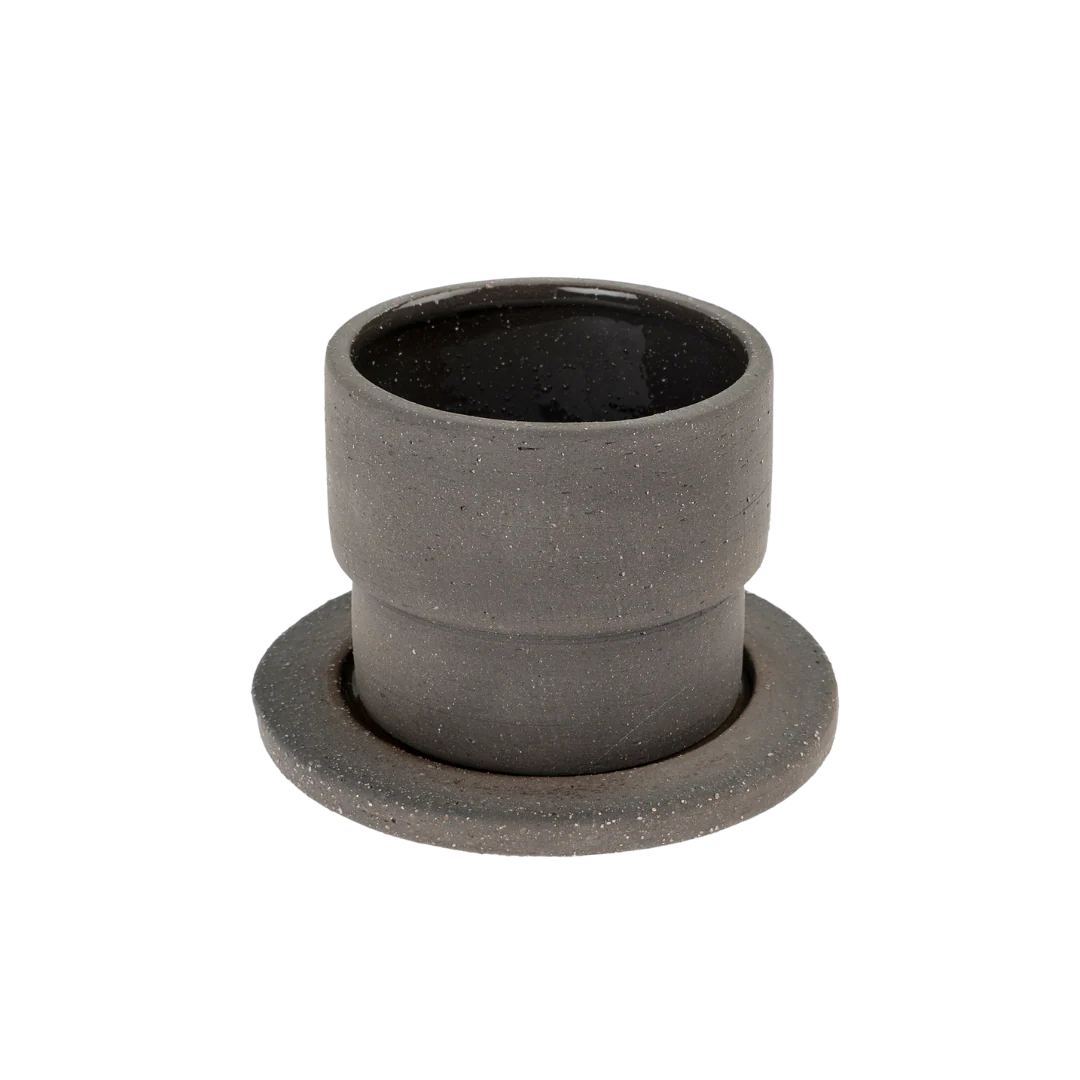 Raw Black Clay Pot/Saucer - Image 3