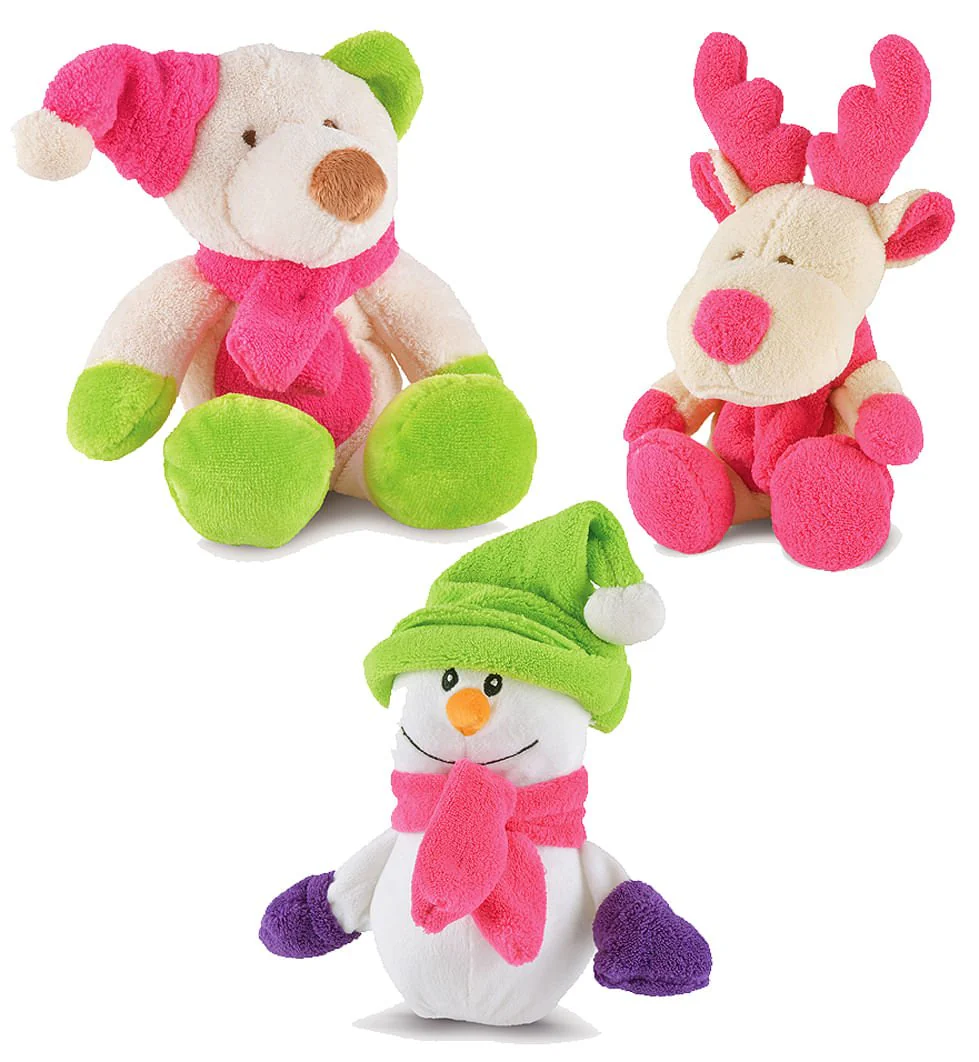 Jeffers Plush Bright Winter Pals Squeaker Dog Toys, 3 pk - Image 1