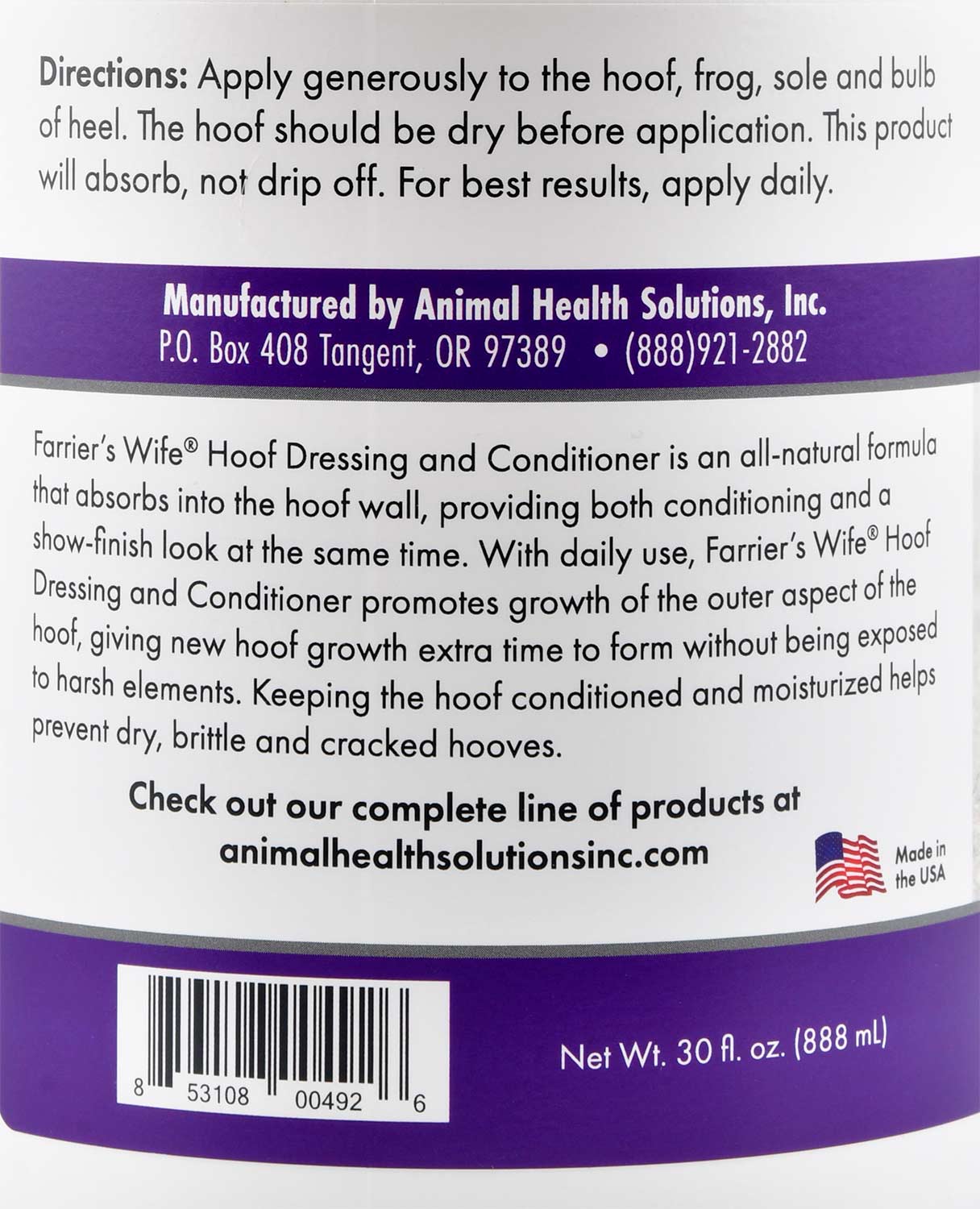 Farrier's Wife Hoof Dressing, 30 oz - Image 2