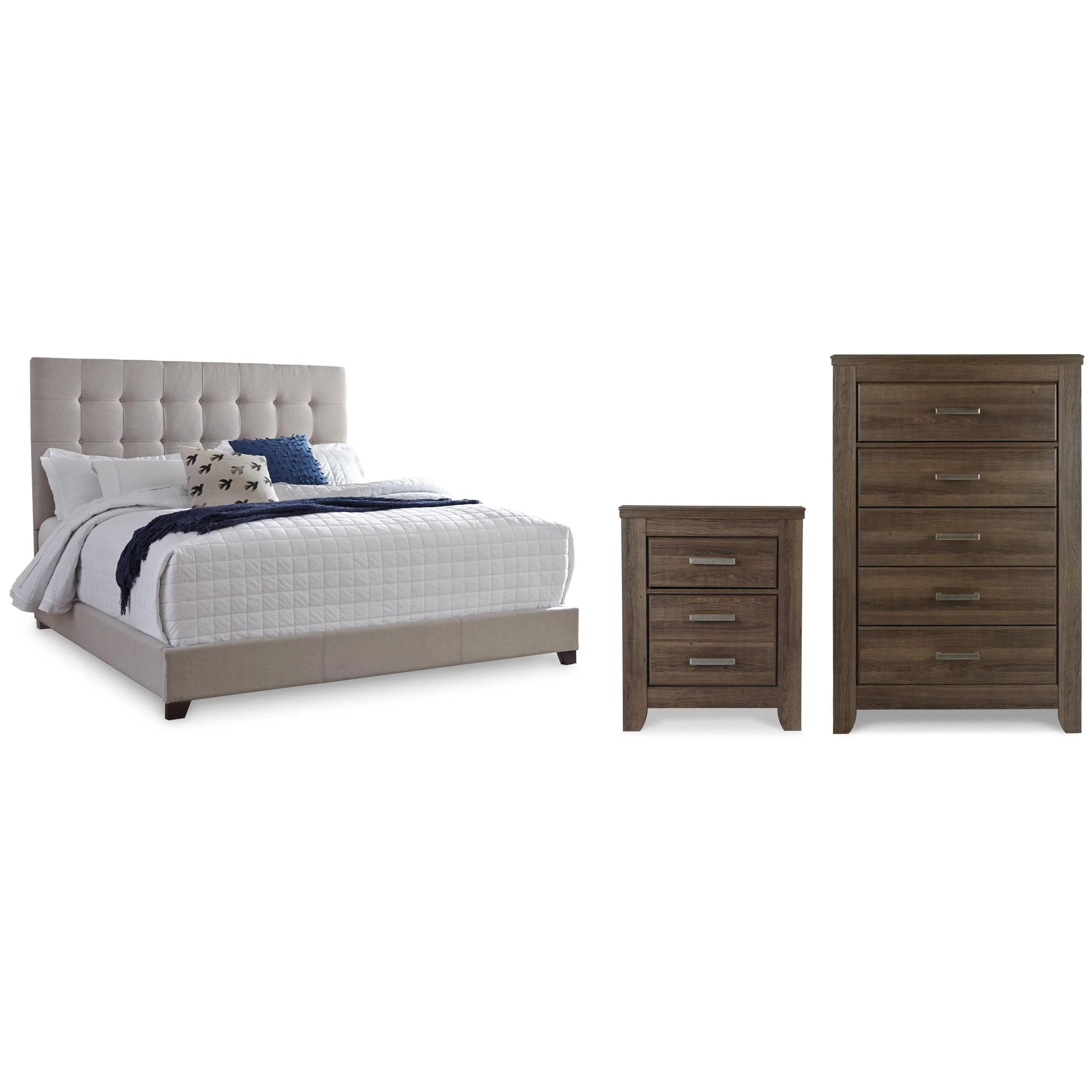 Signature Design by Ashley Dolante B130B7 5 pc Queen Upholstered Panel Bedroom Set - Image 1