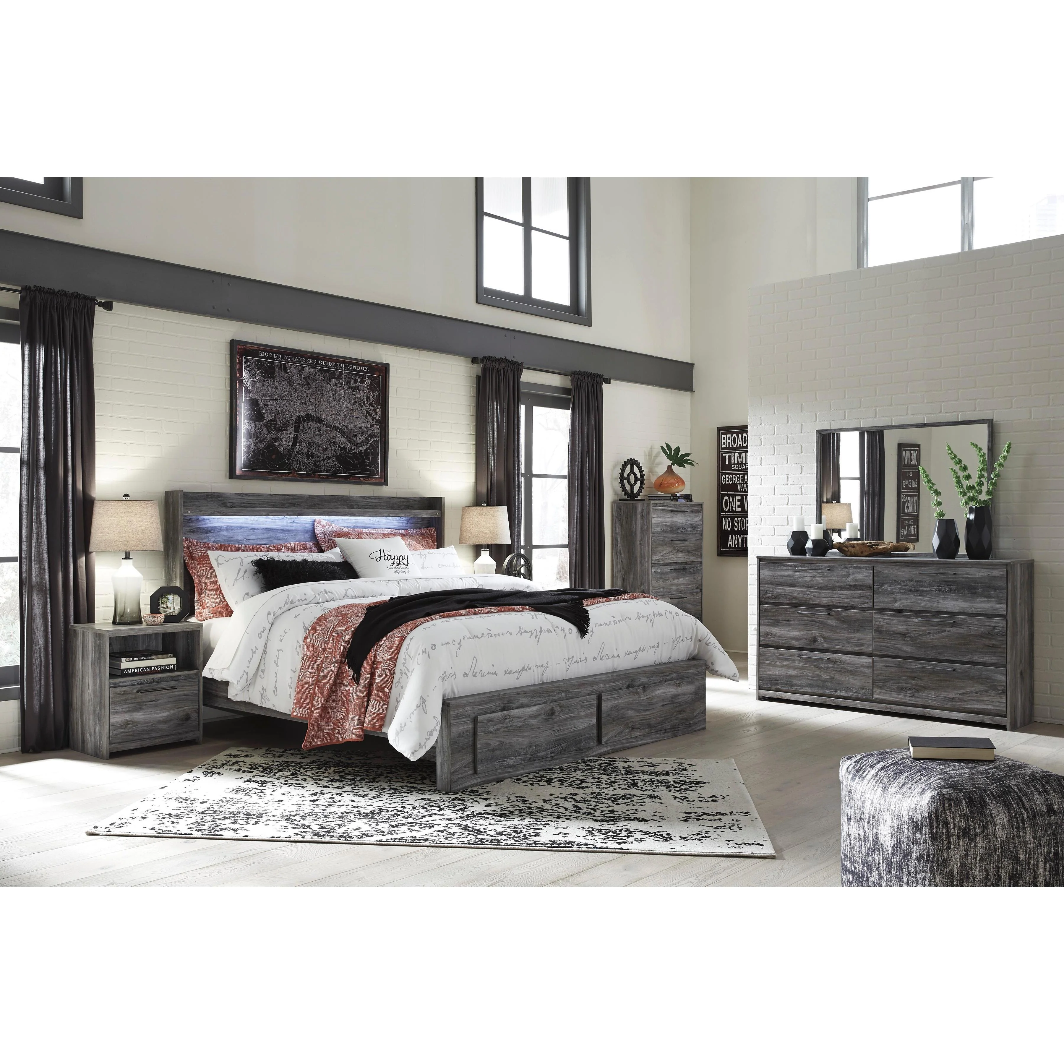 Signature Design by Ashley Baystorm B221B36 6 pc King Panel Storage Bedroom Set - Image 1
