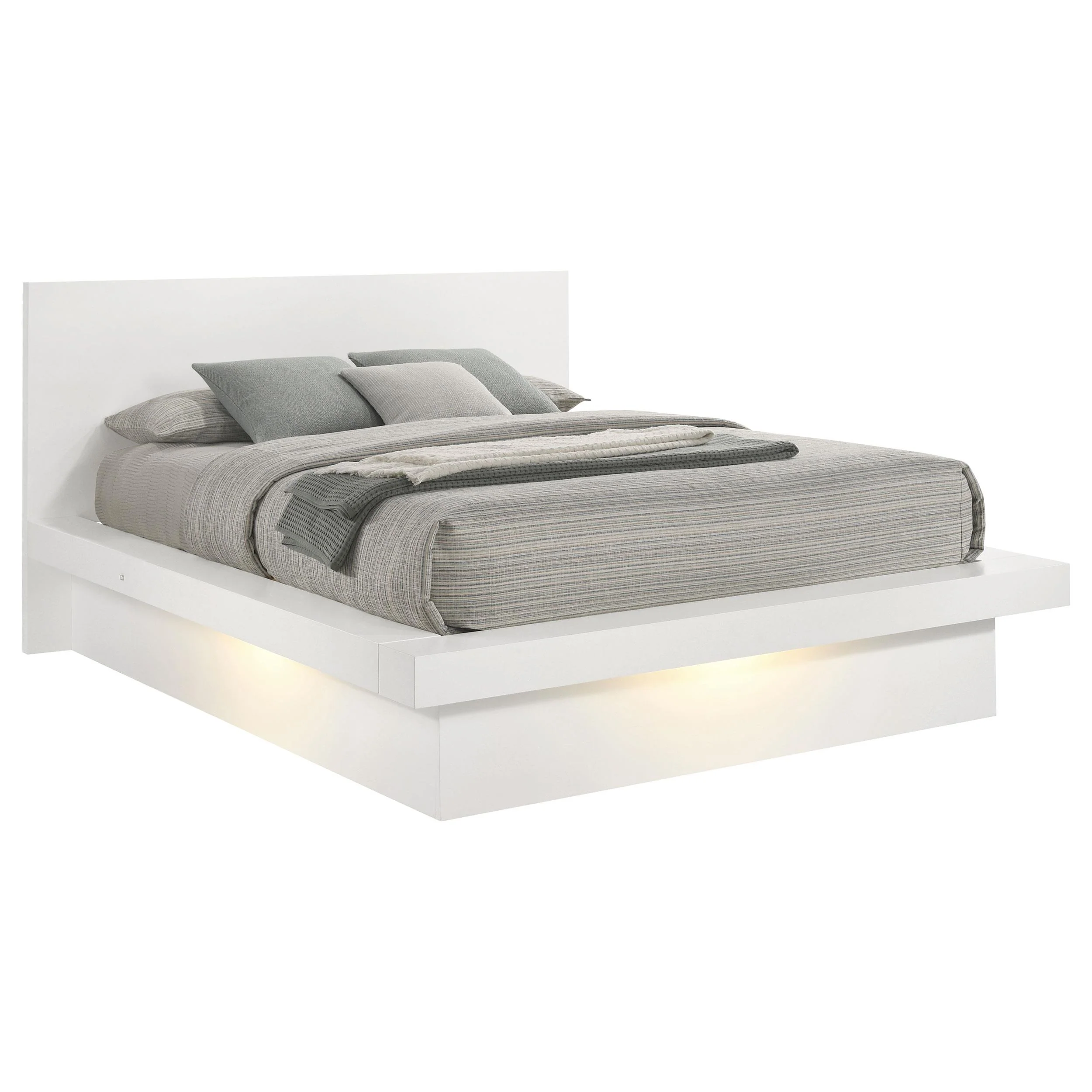 Coaster Furniture Jessica 202990KE Wood Eastern King LED Panel Bed - Snow White - Image 2
