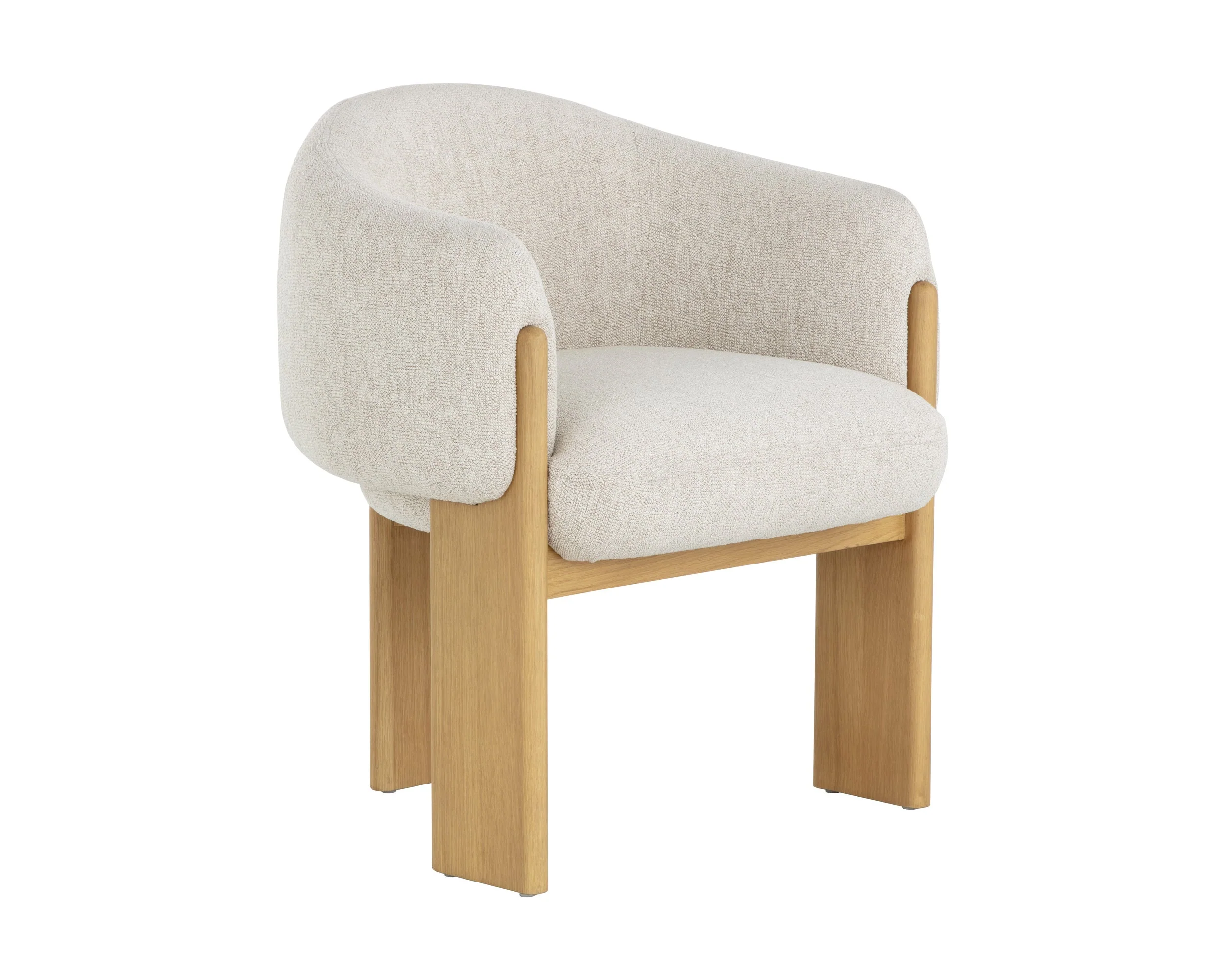 Trine Dining Armchair – Rustic Oak – Dove Cream