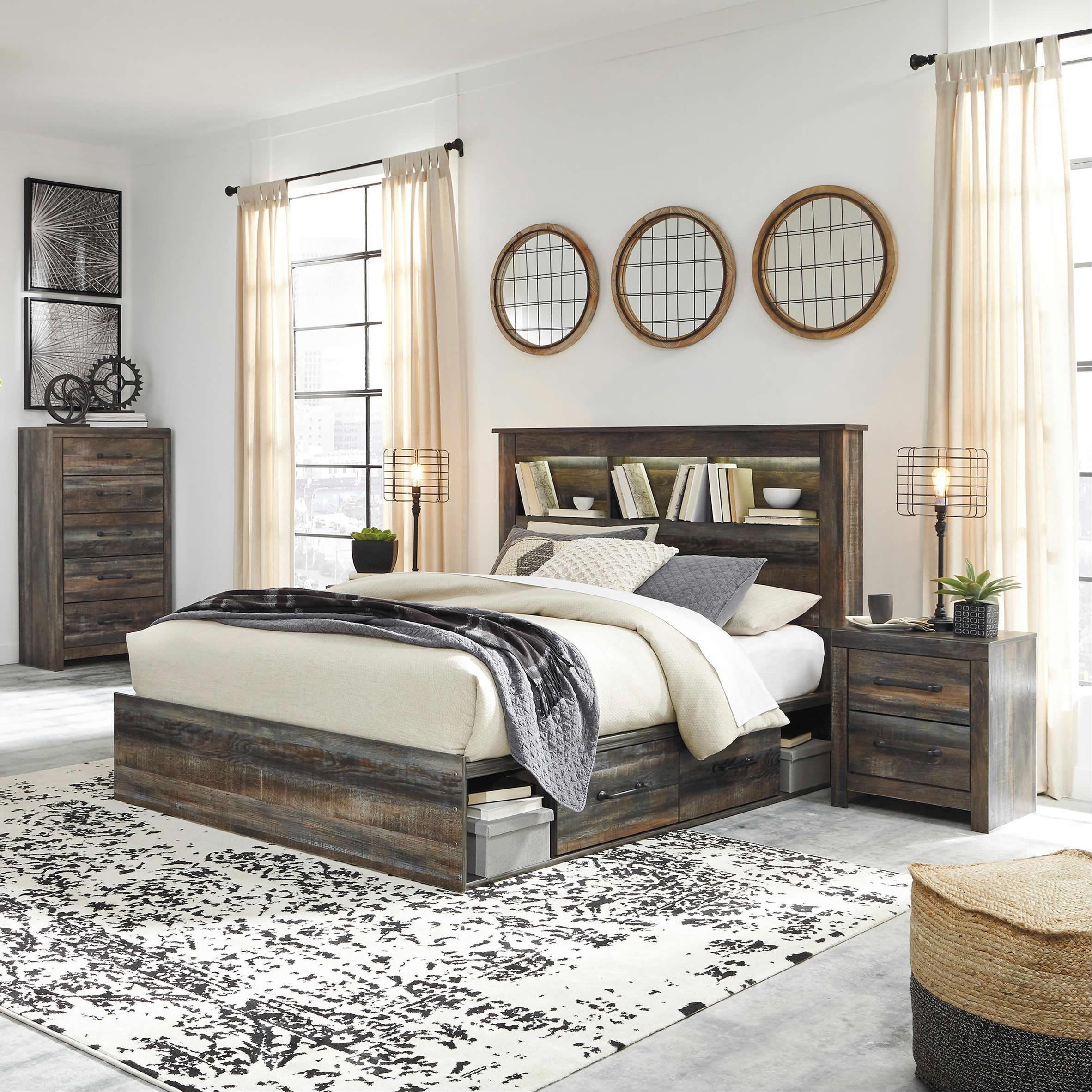 Signature Design by Ashley Drystan B211 6 pc Queen Bookcase Storage Bedroom Set - Image 1