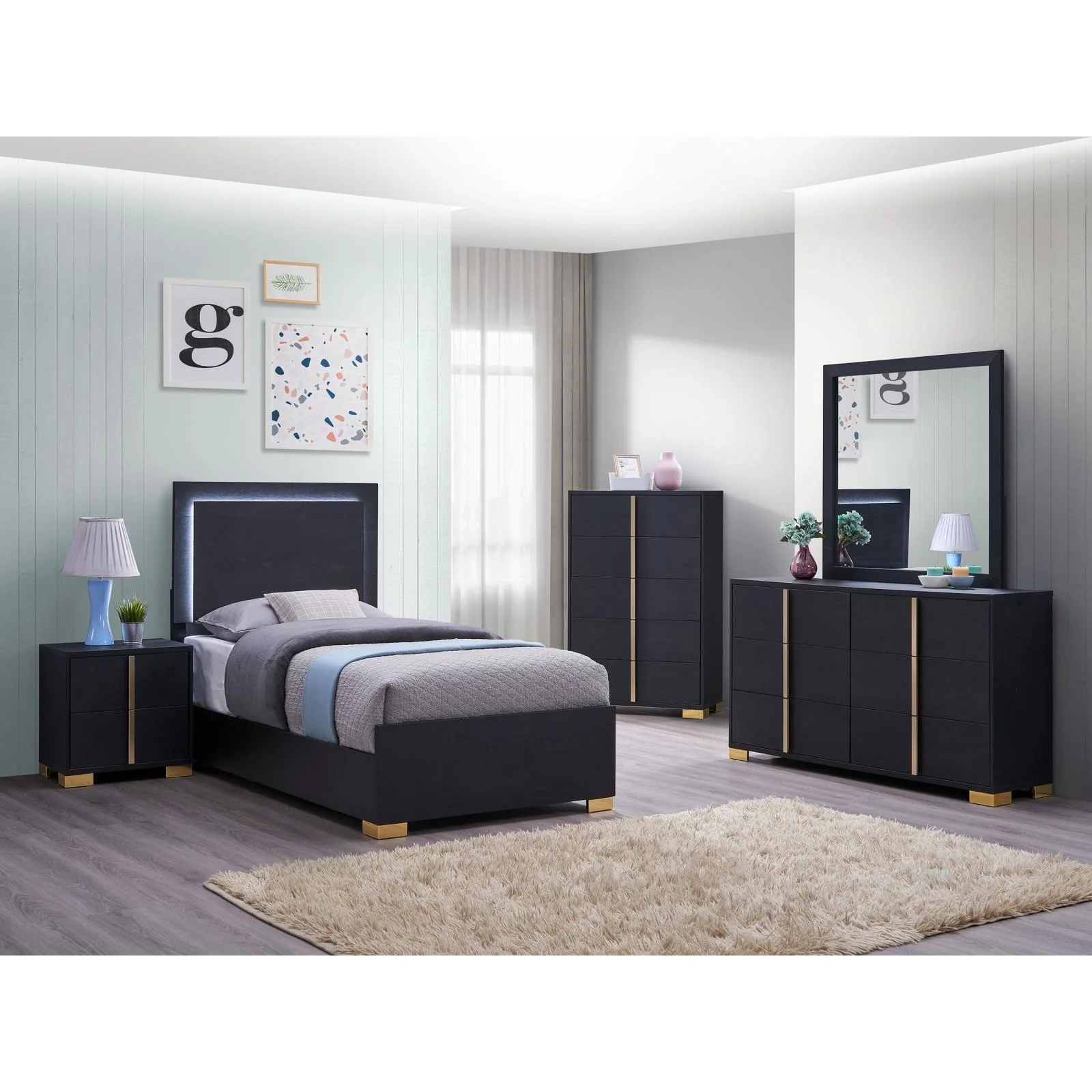 Coaster Furniture Marceline 222831T-S5 7 pc Twin Panel Bedroom Set - Image 1