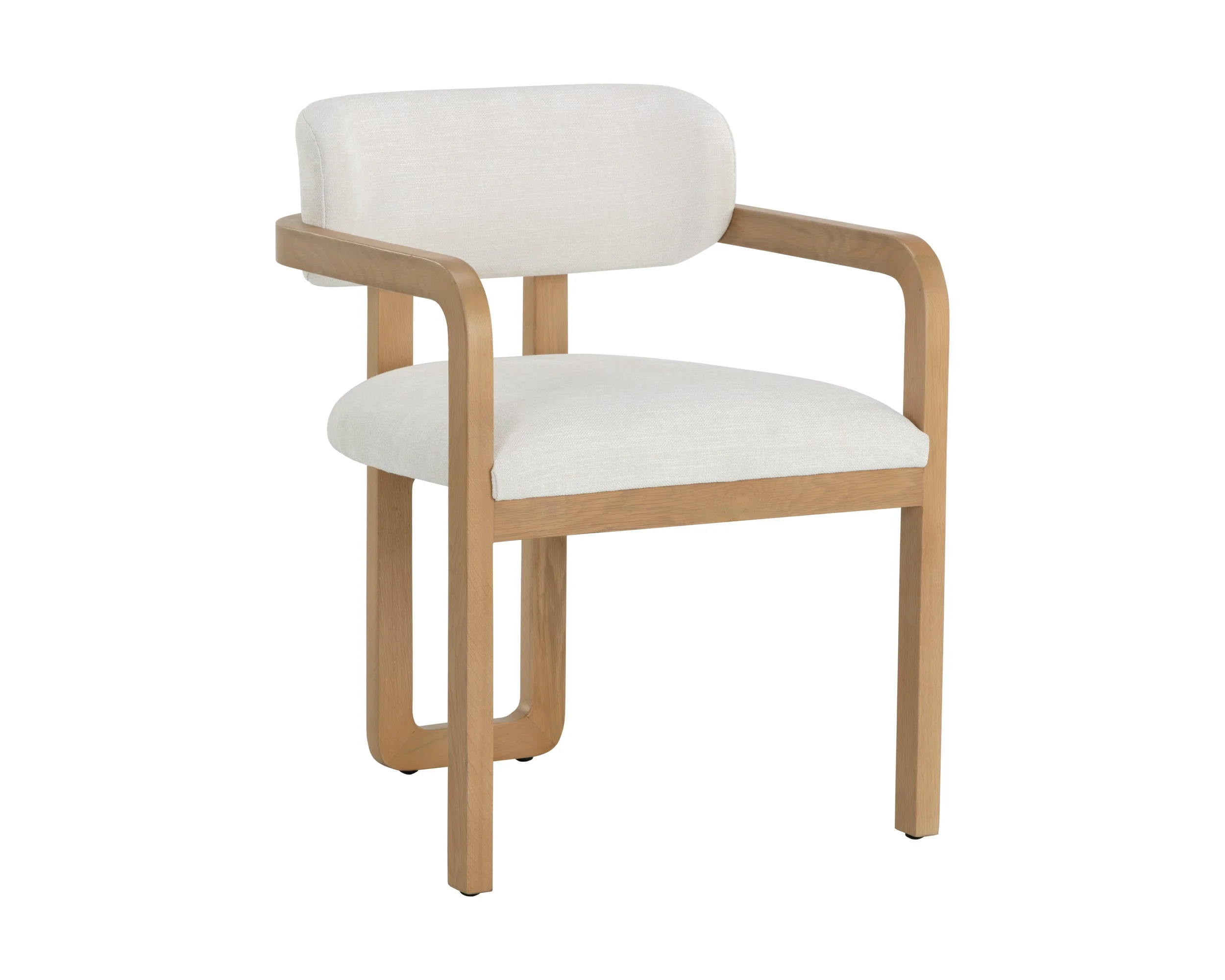 Madrone Dining Armchair – Rustic Oak – Heather Ivory Tweed