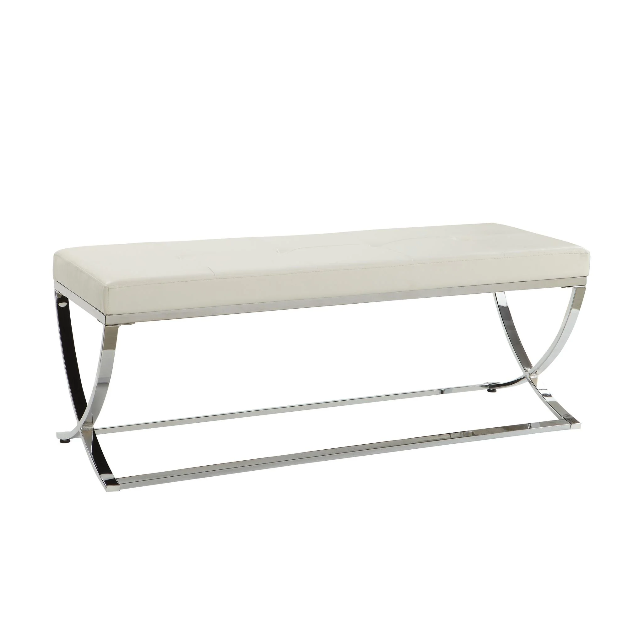 Coaster Furniture Walton 501157 Leatherette Upholstered Tufted Accent Bench - White - Image 1