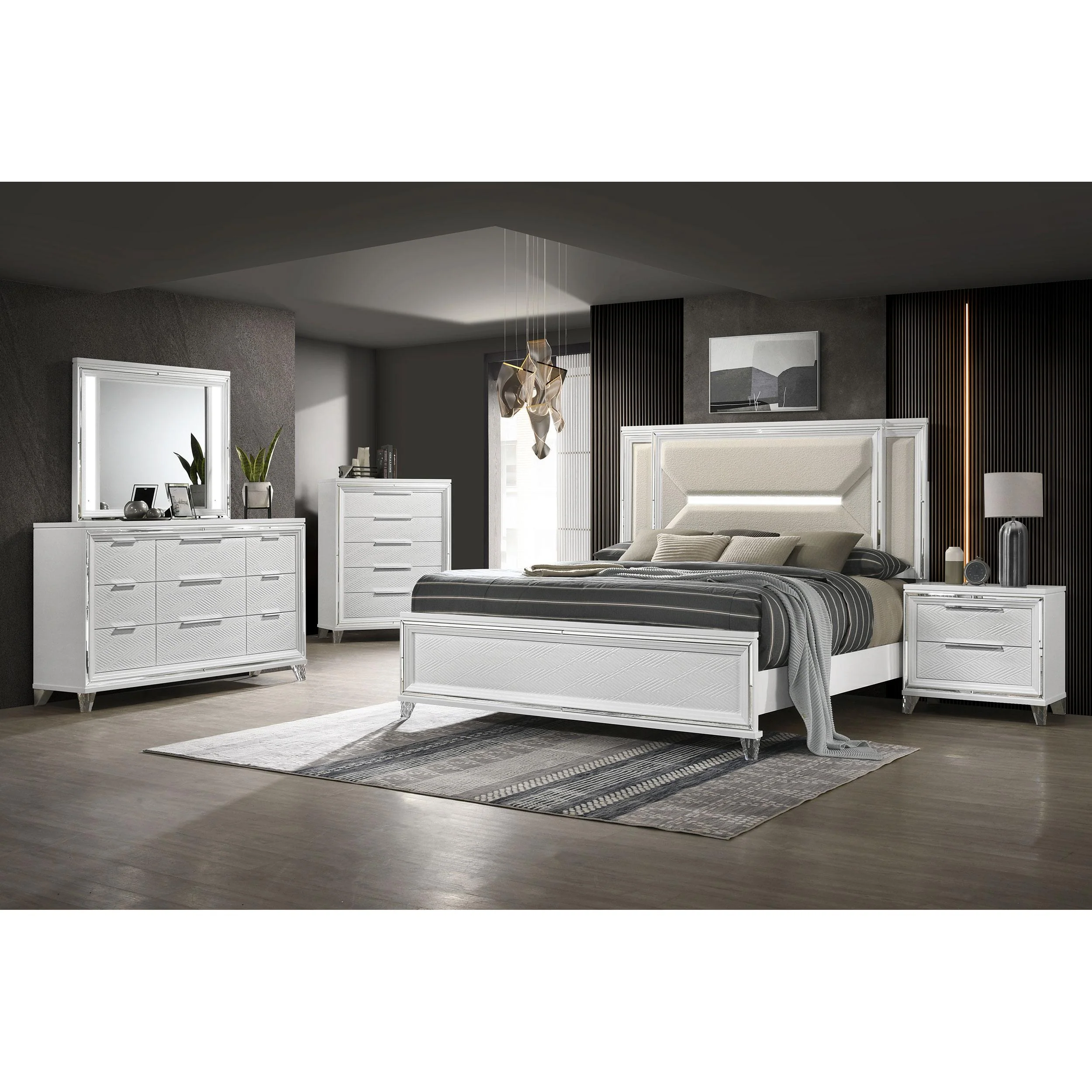 Coaster Furniture Marmore 224961KE-S5 7-piece King Panel Bedroom Set - Image 1