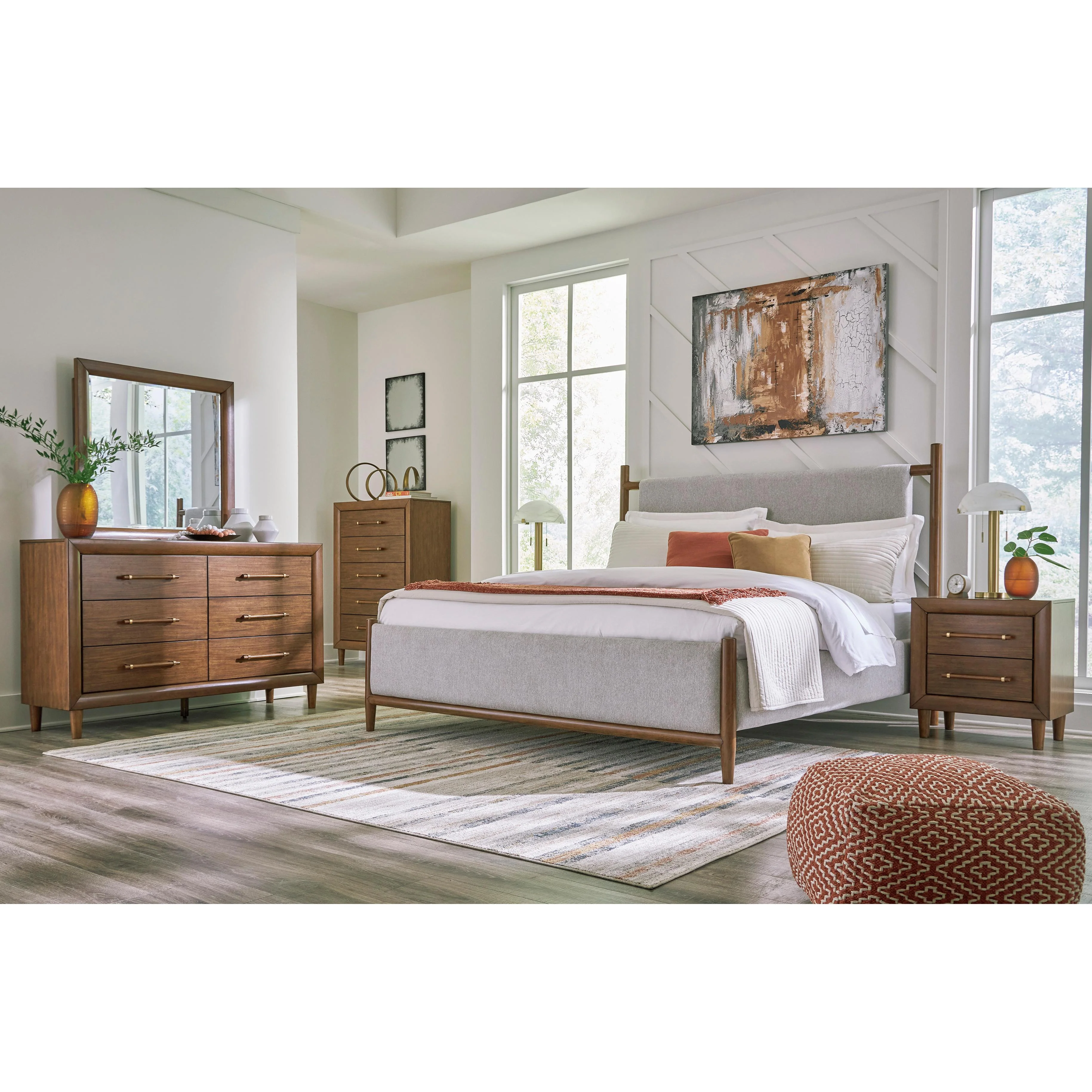 Signature Design by Ashley Lyncott B615 8 pc Queen Upholstered Panel Bedroom Set - Image 1
