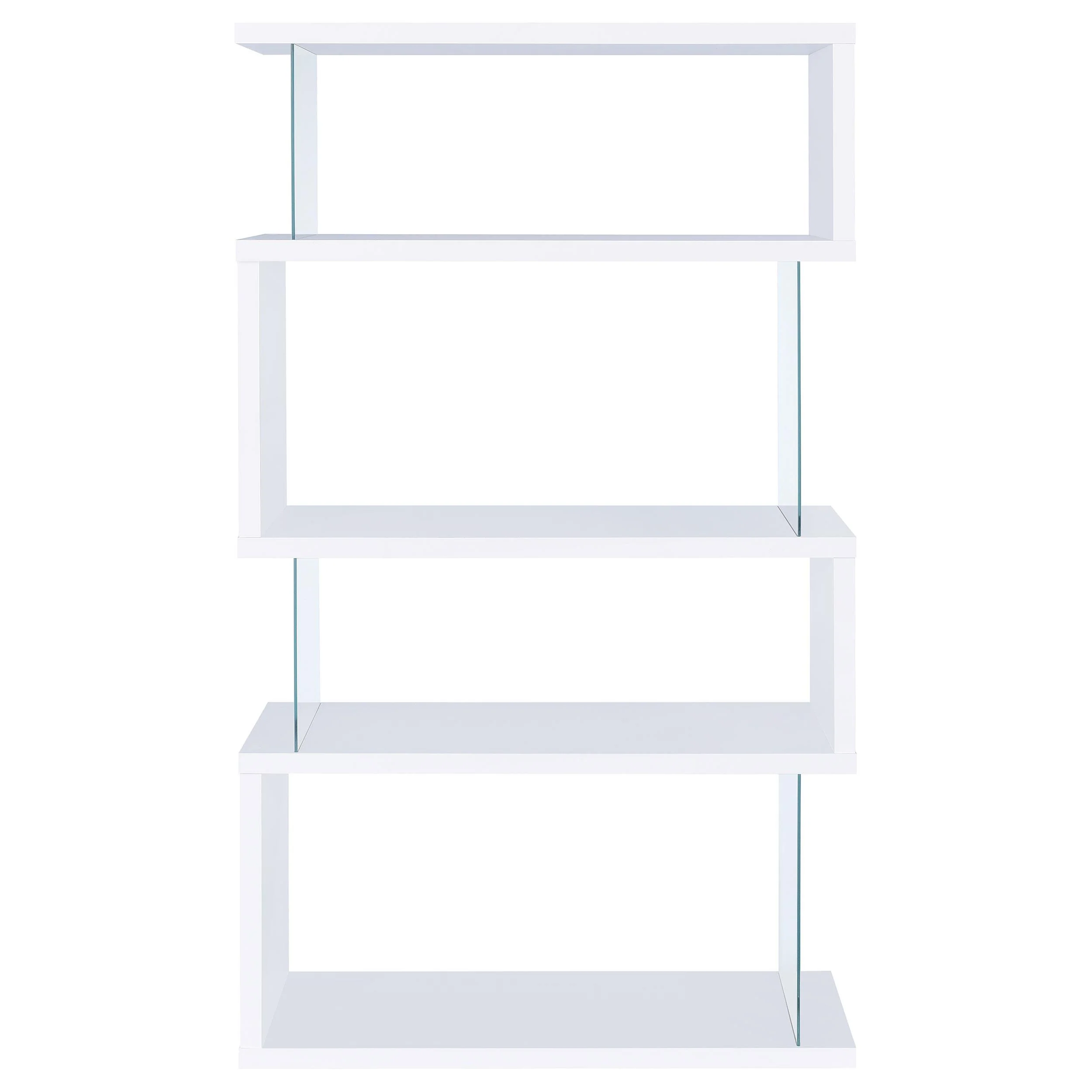 Coaster Furniture Emelle 800300 63-inch 4-shelf Glass Panel Bookshelf - White - Image 2