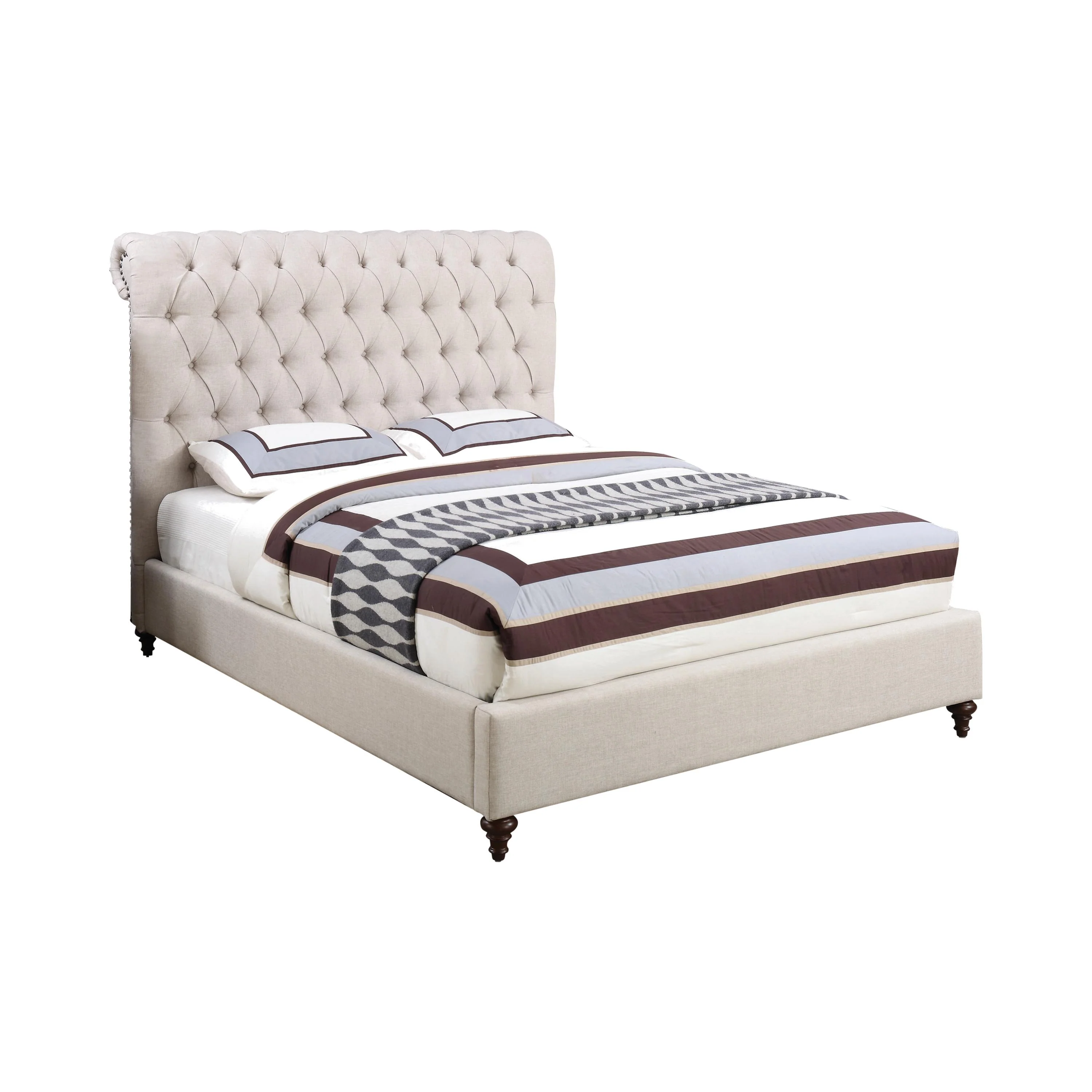 Coaster Furniture Devon 300525Q 57-inch Upholstered Queen Panel Bed - Beige - Image 1