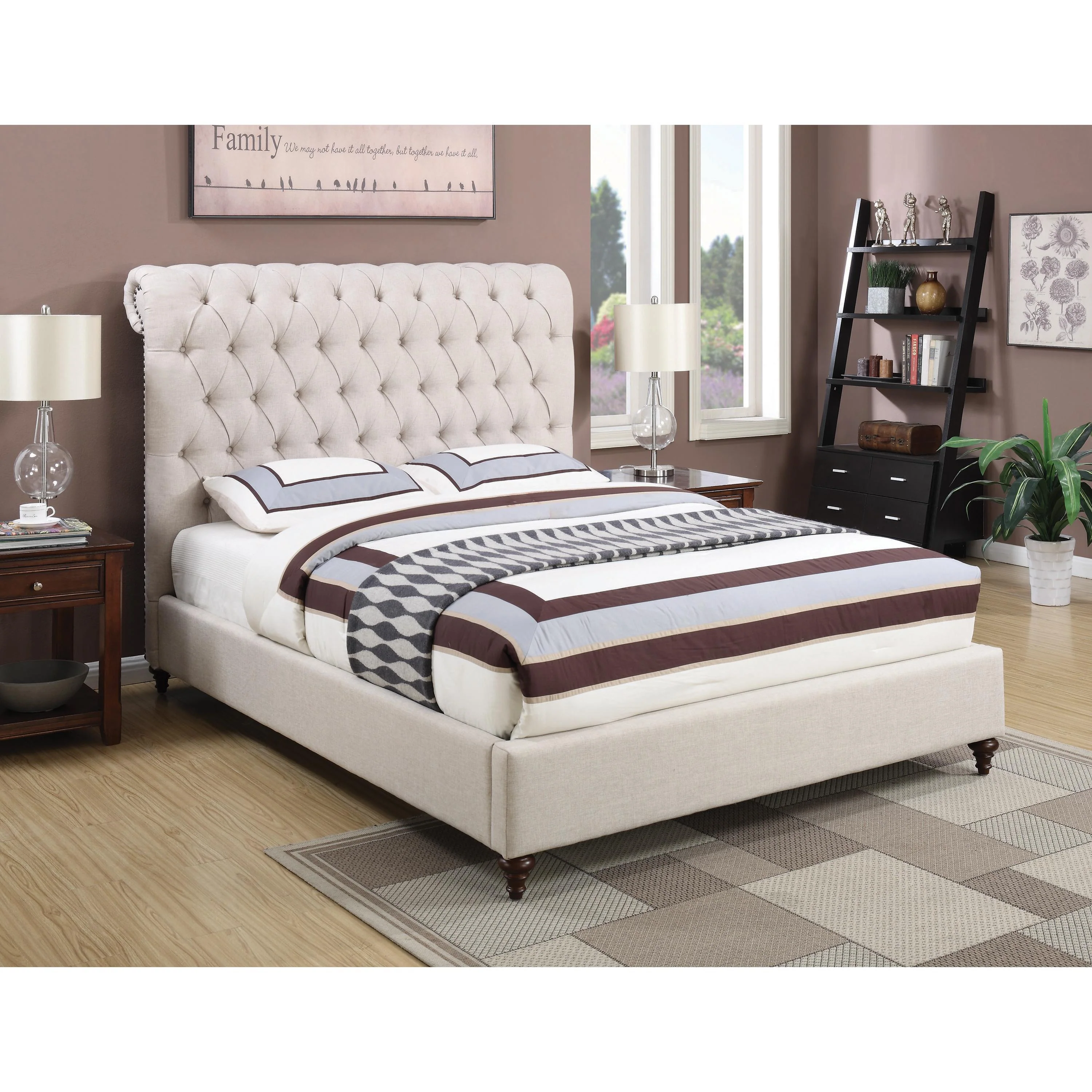 Coaster Furniture Devon 300525Q 57-inch Upholstered Queen Panel Bed - Beige - Image 3