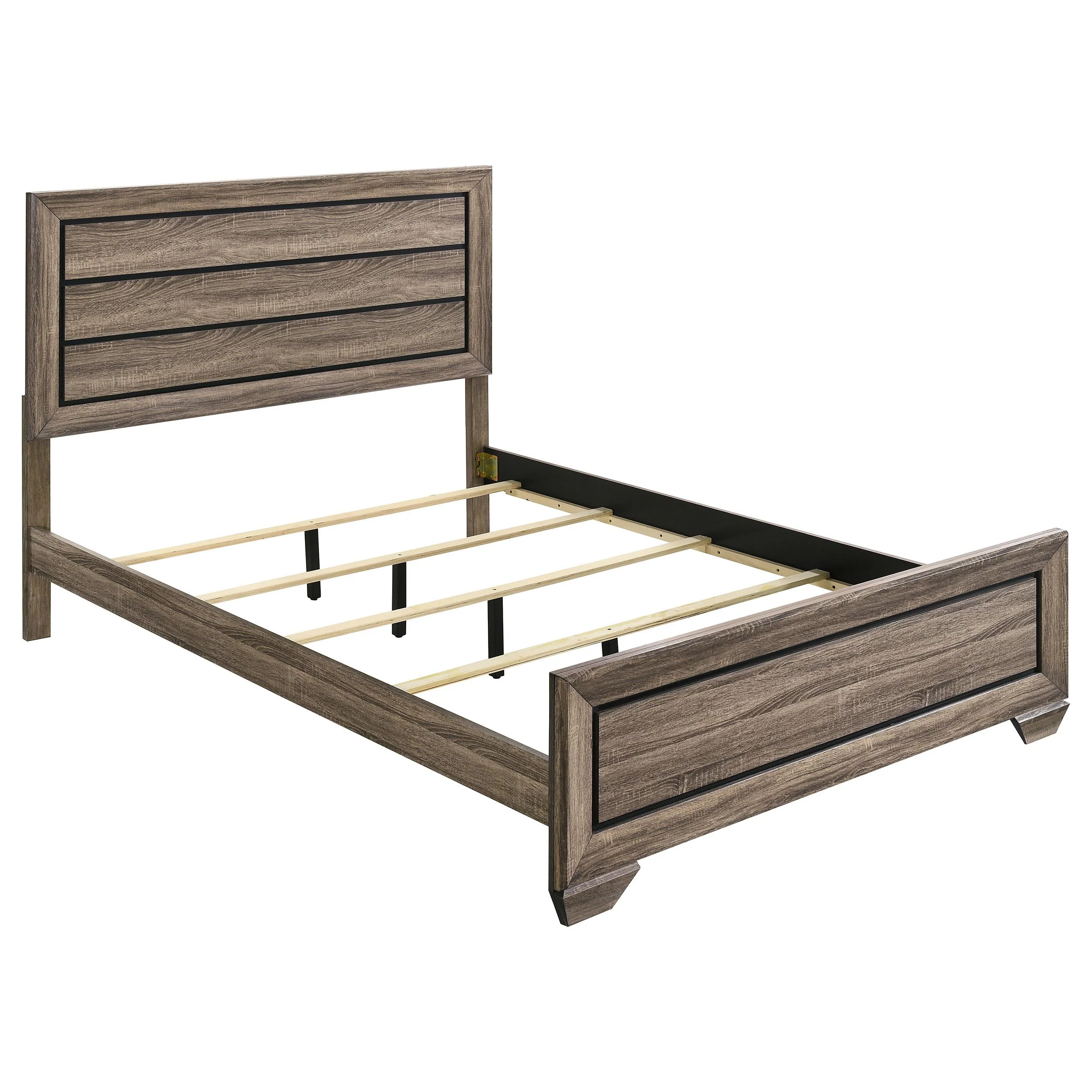 Coaster Furniture Kauffman 204191Q Wood Queen Panel Bed - Washed Taupe - Image 1