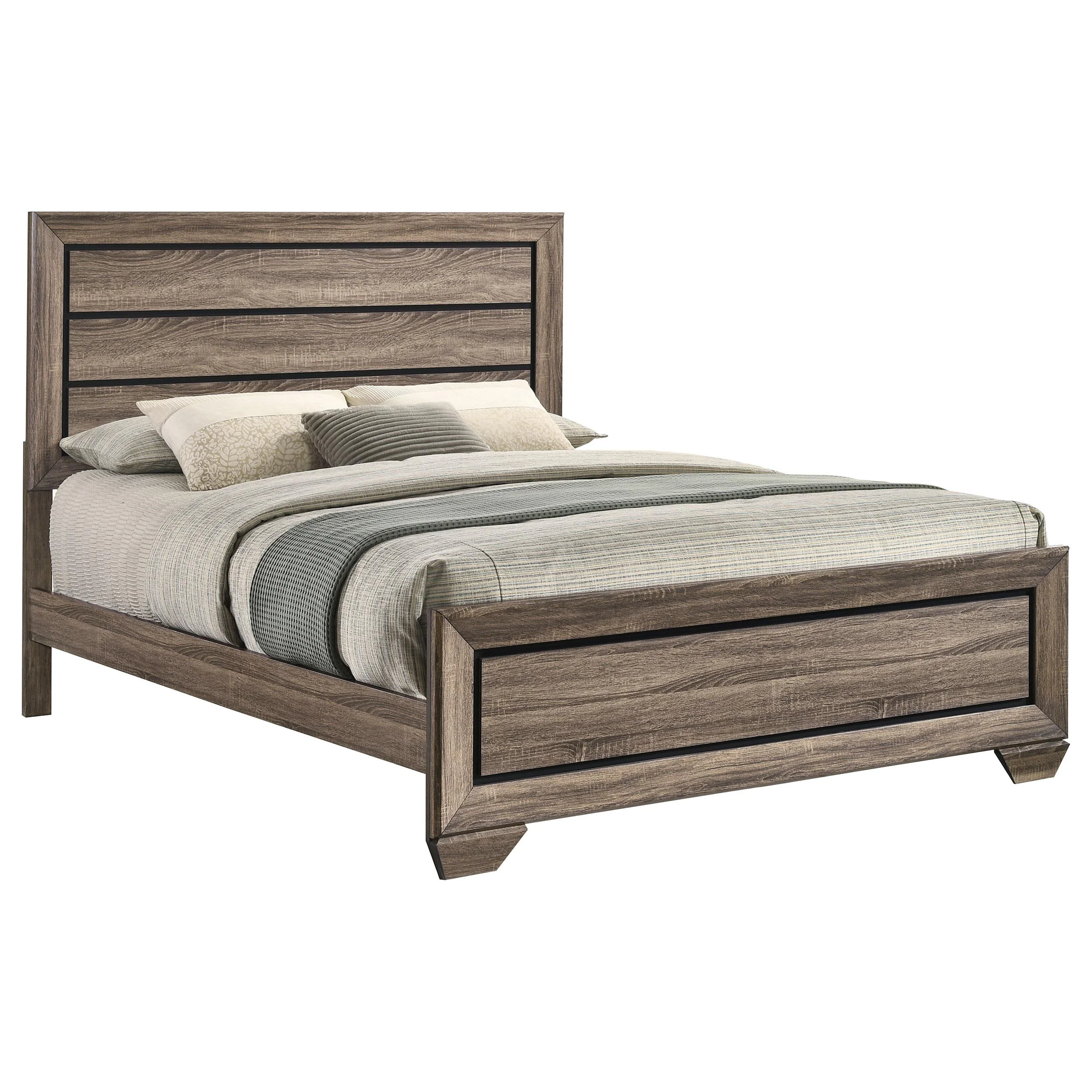 Coaster Furniture Kauffman 204191Q Wood Queen Panel Bed - Washed Taupe - Image 2