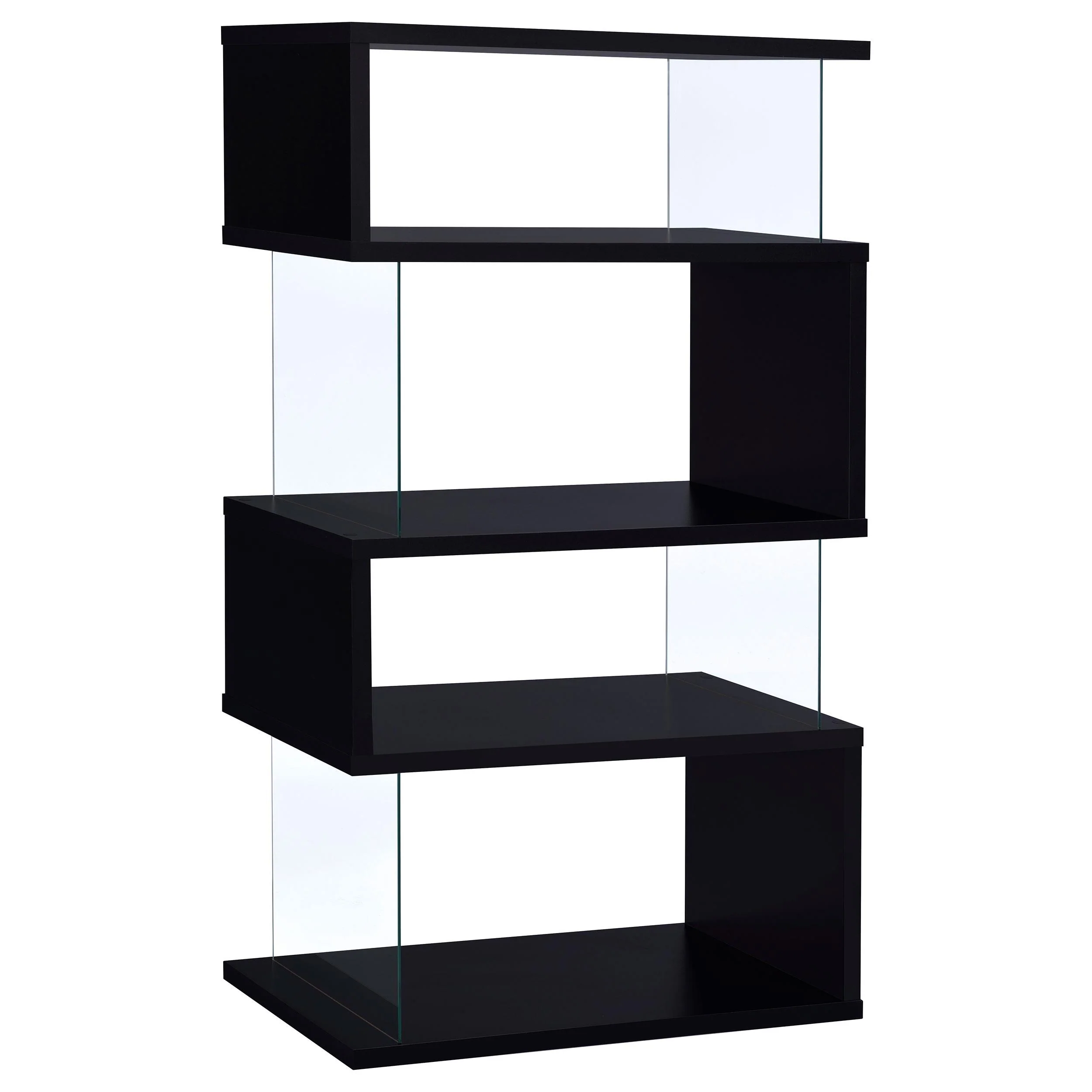 Coaster Furniture Emelle 800340 63-inch 4-shelf Glass Panel Bookshelf - Black - Image 1