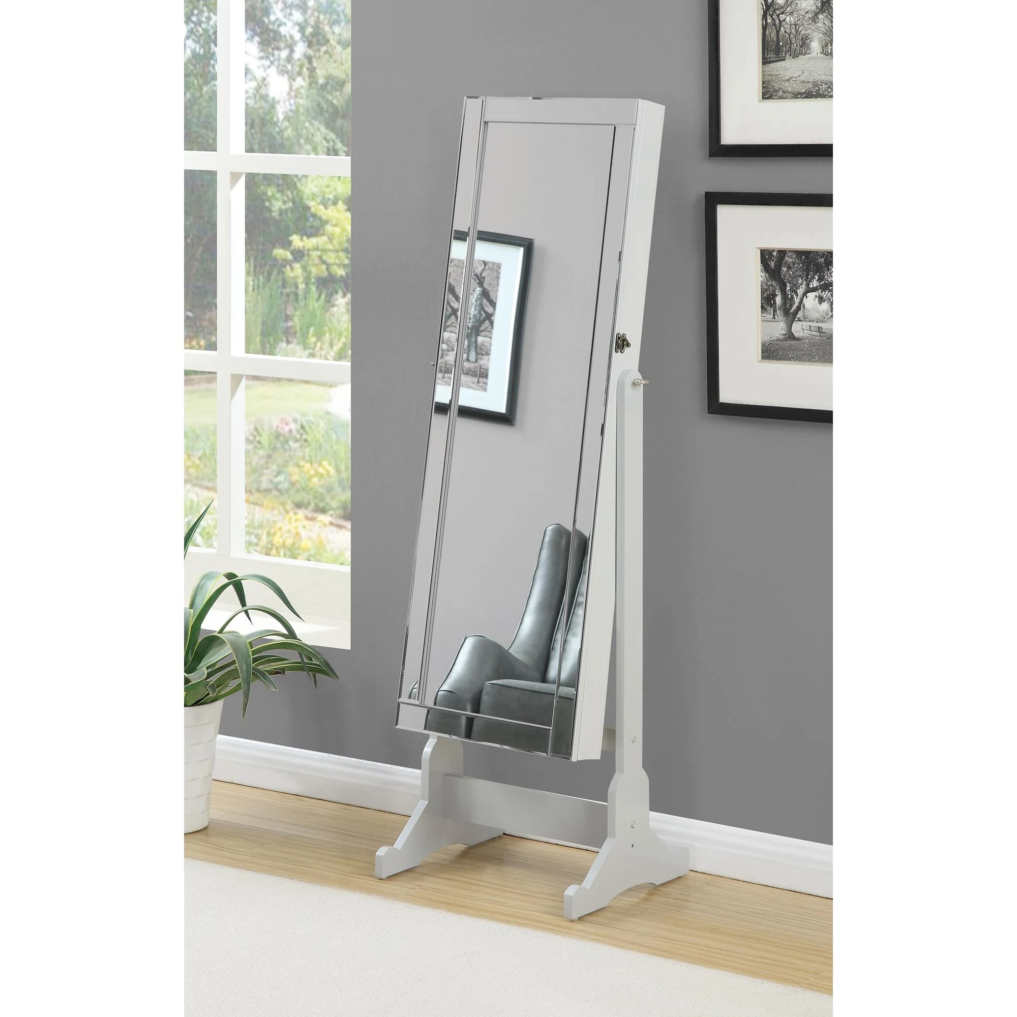 Coaster Furniture Yvonne 901866 Cheval Mirror with Jewelry Storage - Dove Grey - Image 3