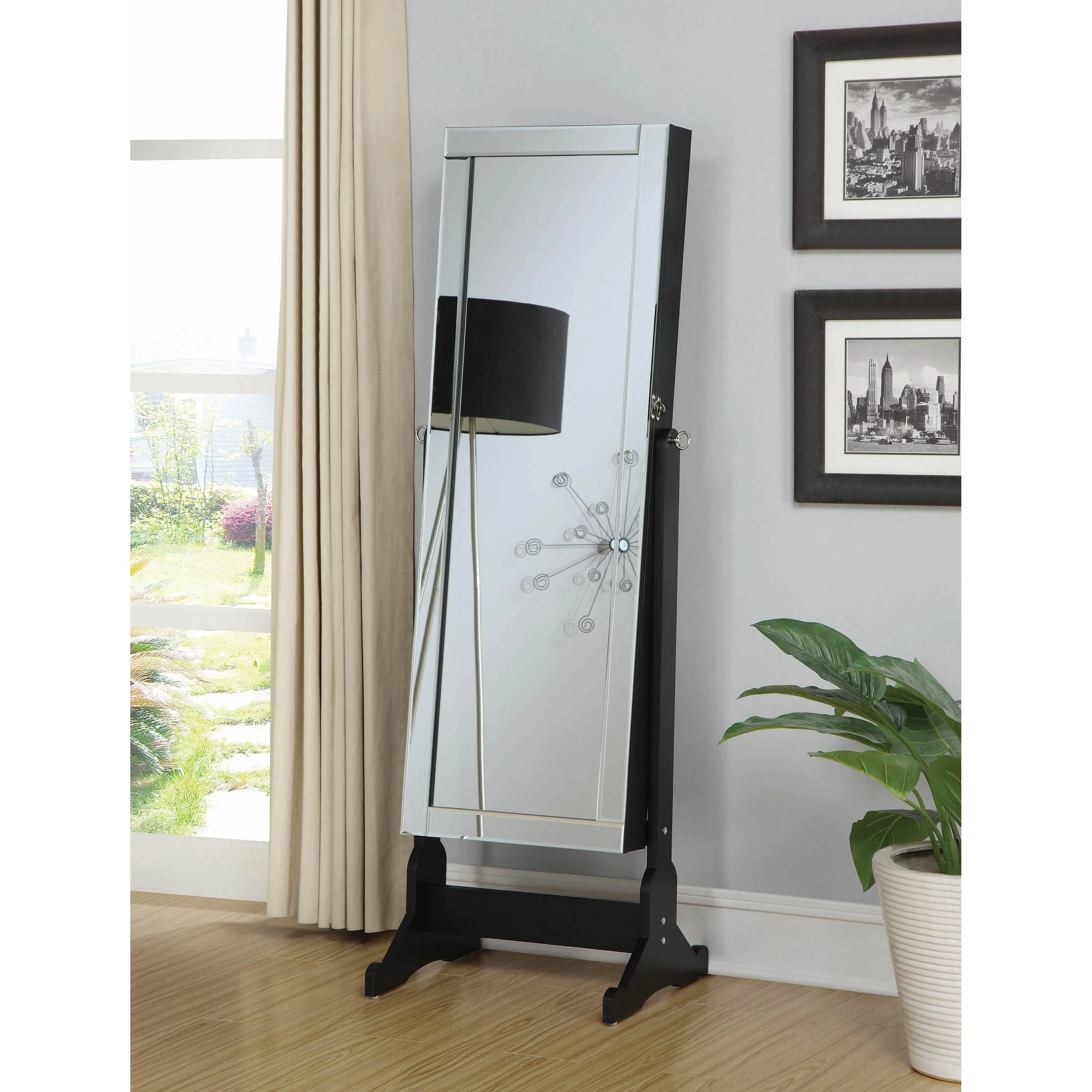 Coaster Furniture Cortez 901828 Cheval Mirror with Jewelry Storage - Black - Image 3