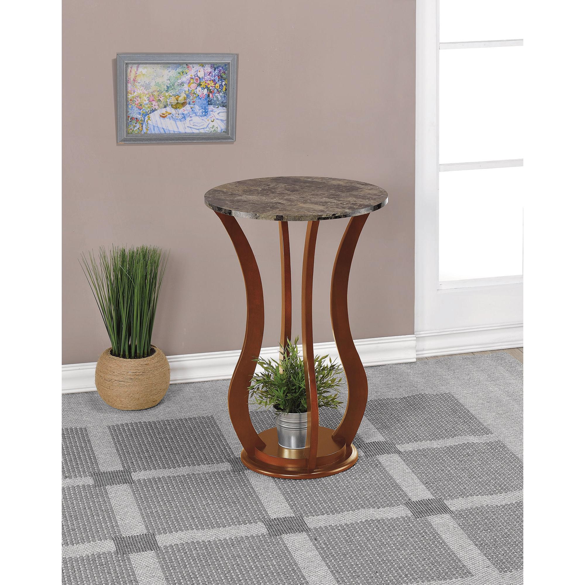 Coaster Furniture Elton 900926 Round Faux Marble Top Accent Side Table - Brown - Image 1