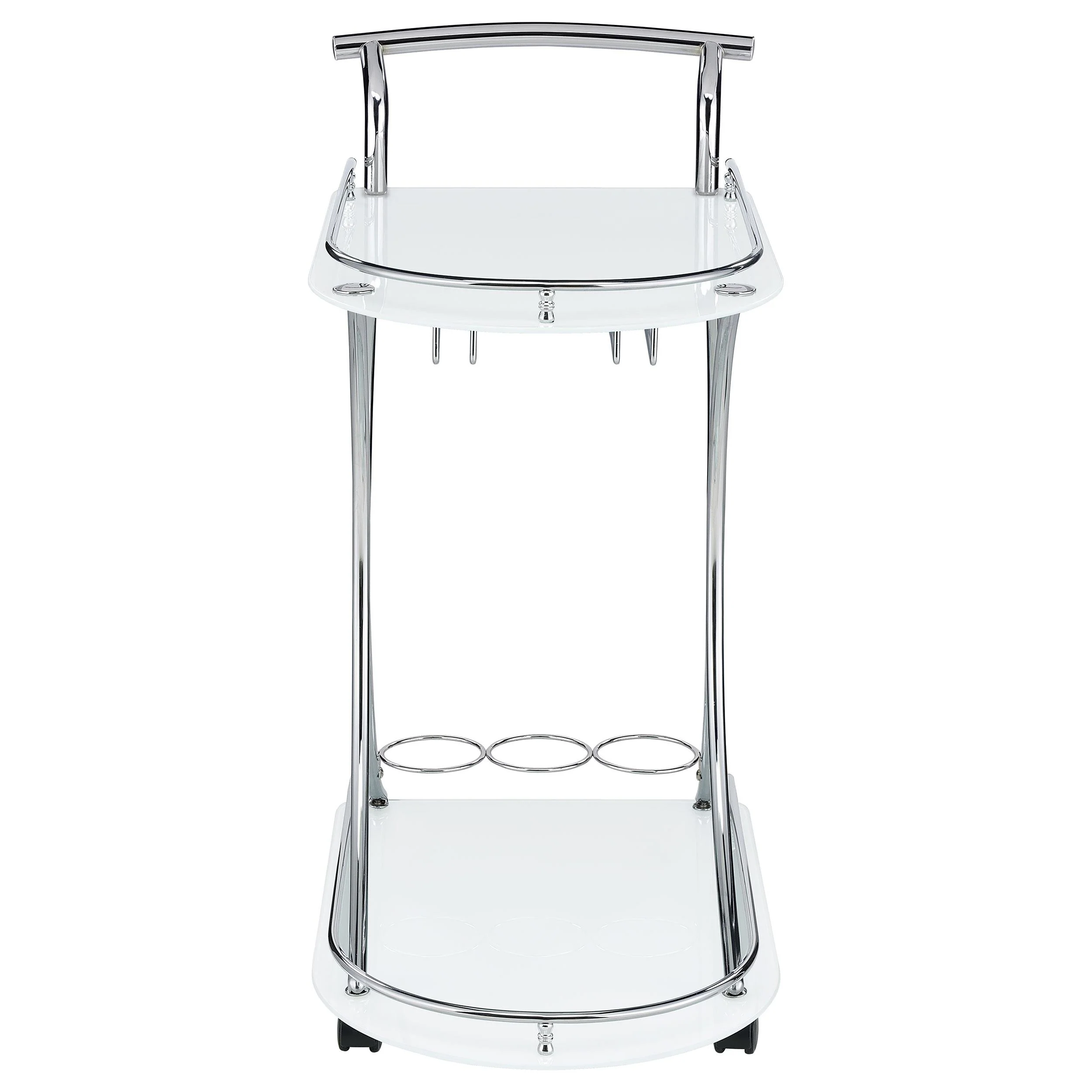 Coaster Furniture Elfman 910002 2-tier Glass Shelf Metal Bar Cart - White and Chrome - Image 2