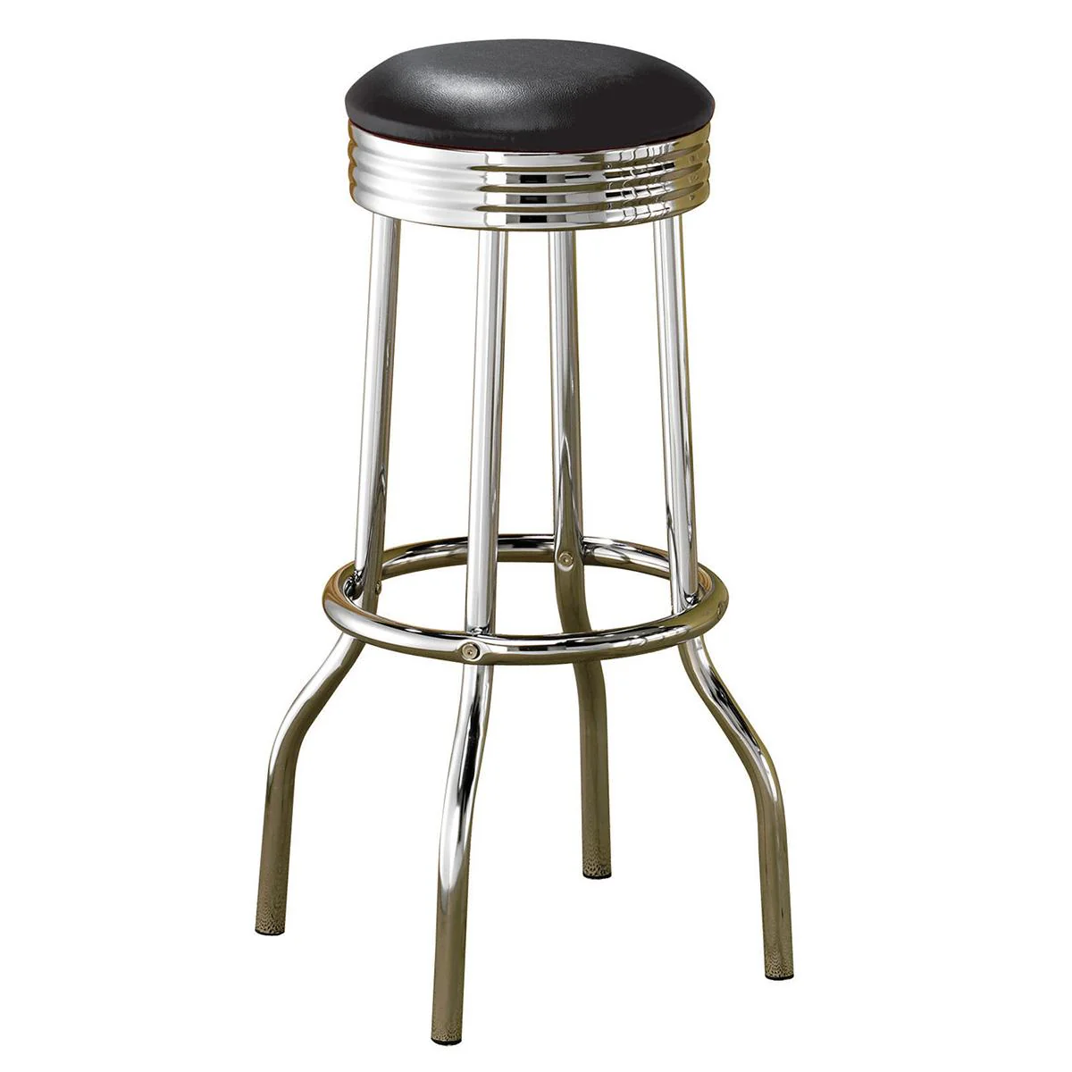 Coaster Furniture Retro 2408 Upholstered Metal Swivel Bar Stool - Black (Set of 2) - Image 1