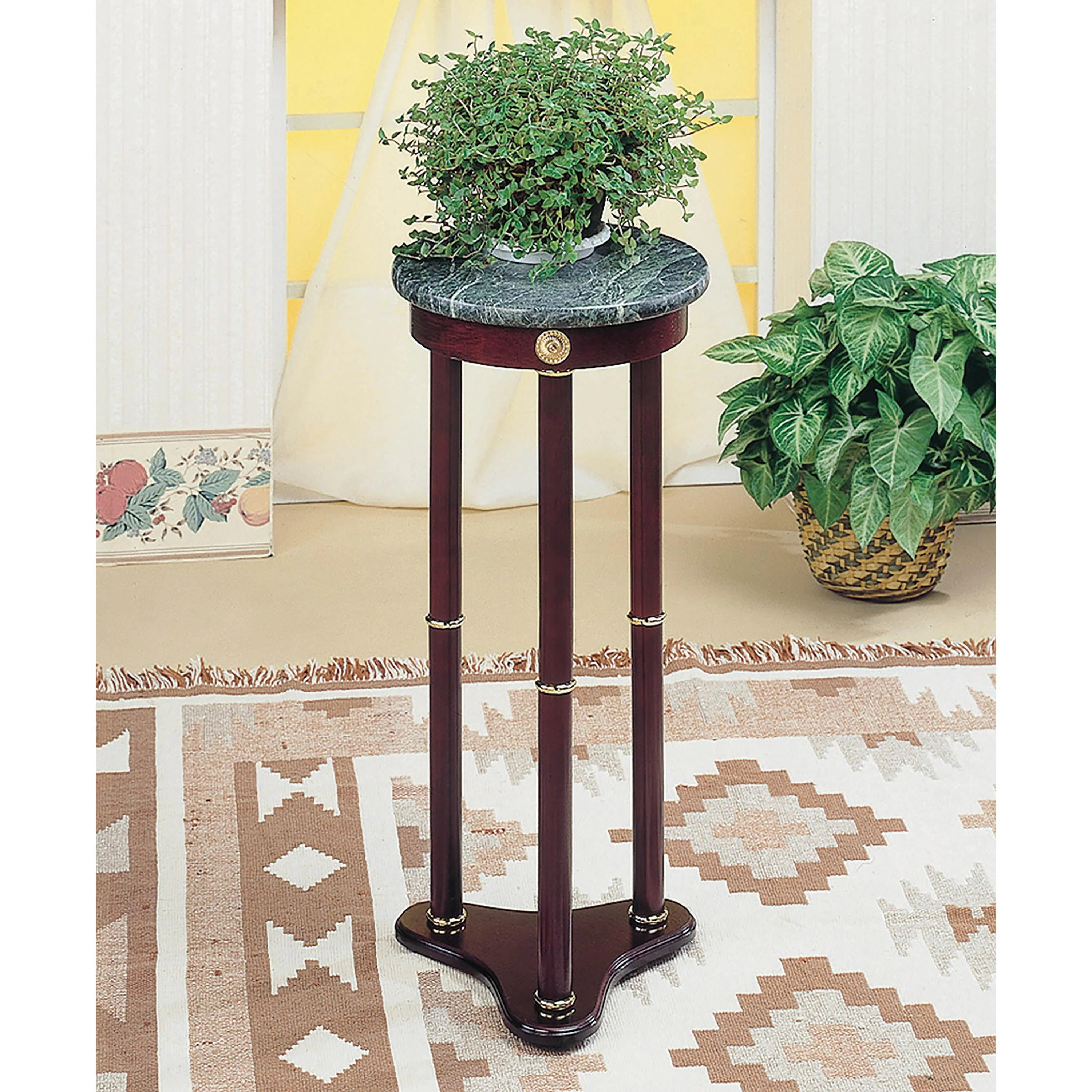 Coaster Furniture Edie 3315 Round Marble Top Accent Side Table - Merlot - Image 1
