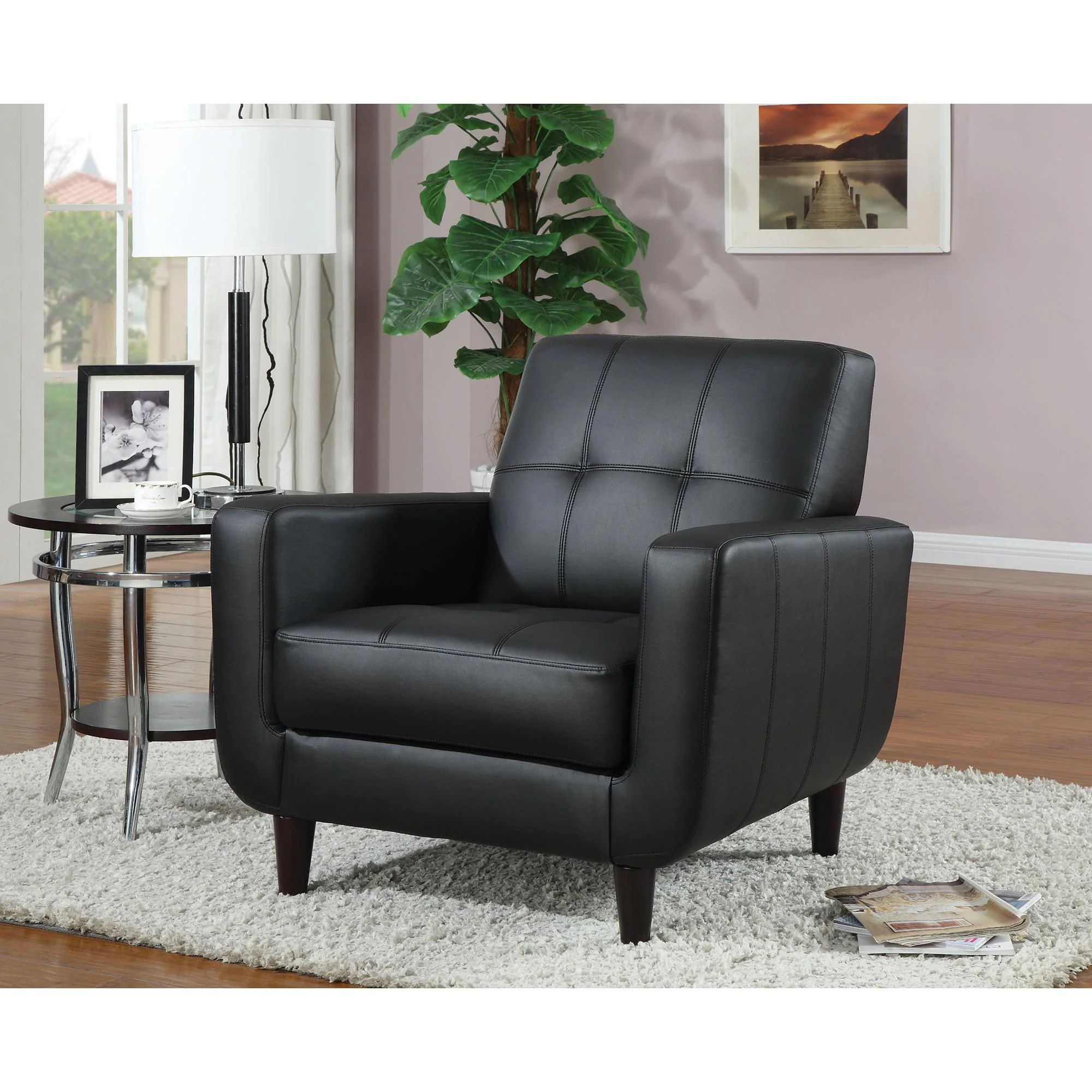 Coaster Furniture Aaron 900204 Upholstered Track Arm Tufted Accent Chair - Black - Image 2