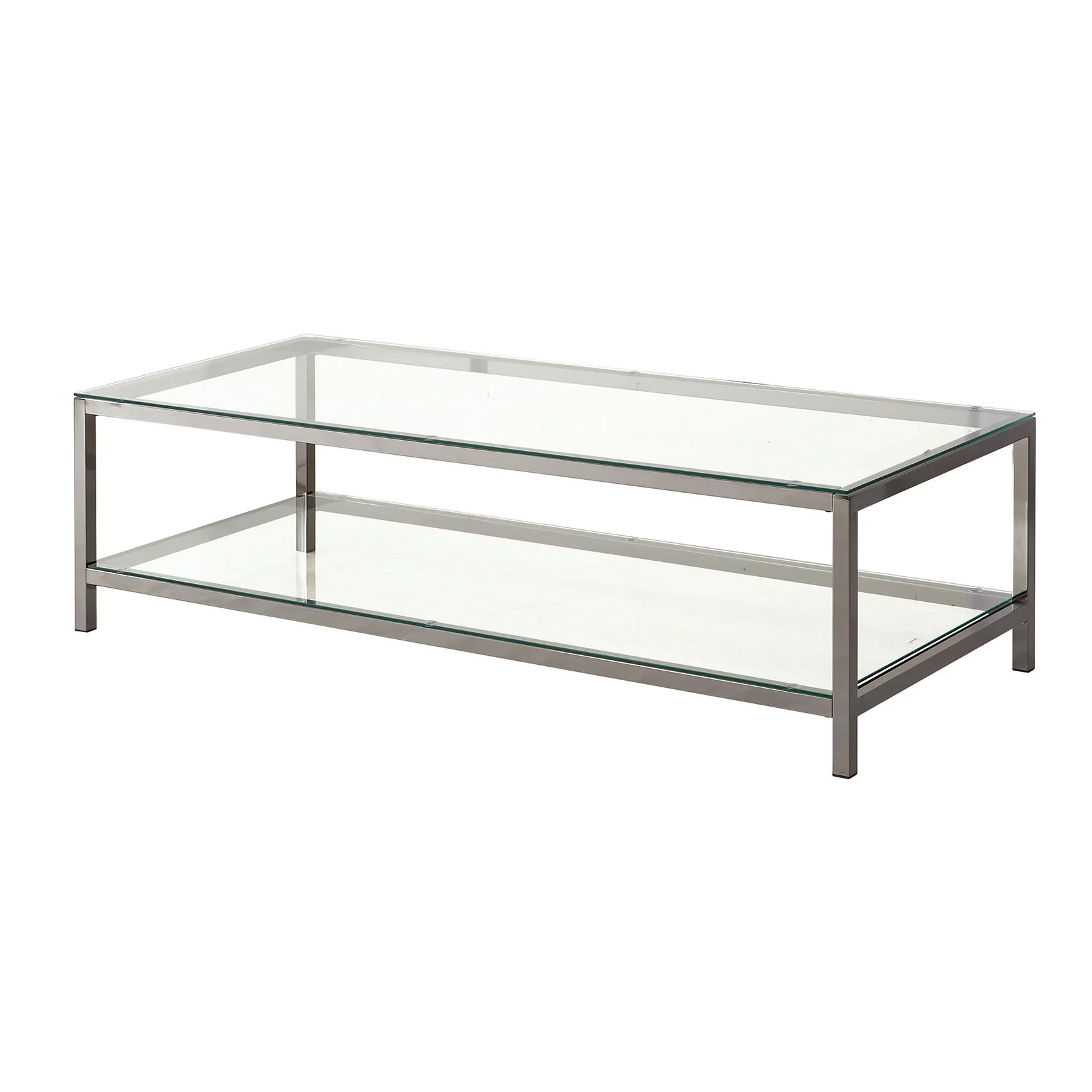 Coaster Furniture Trini 720228 1-shelf Glass Top Coffee Table - Black Nickel - Image 1