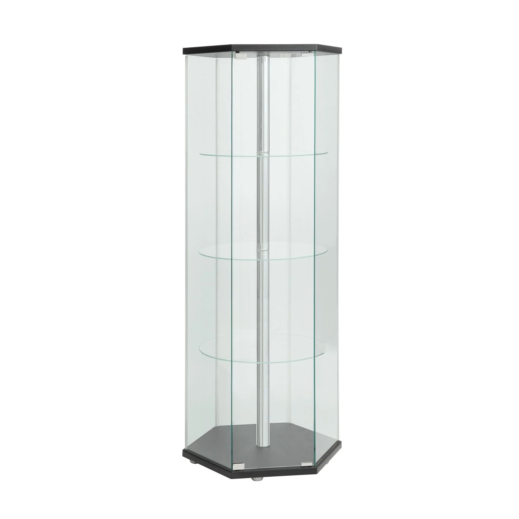 Coaster Furniture Zahavah 950276 4-shelf Hexagonal Clear Glass Curio Cabinet – Black