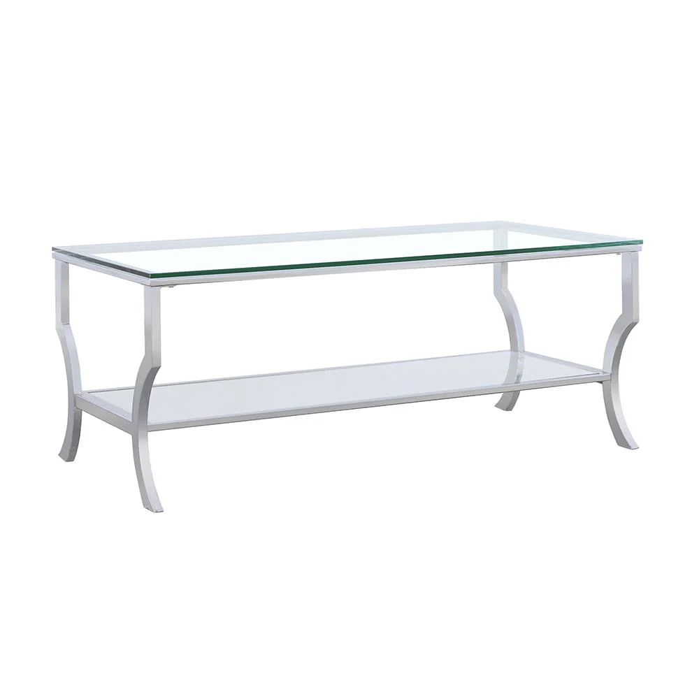 Coaster Furniture Saide 720338 Rectangular Glass Top Coffee Table - Chrome - Image 1