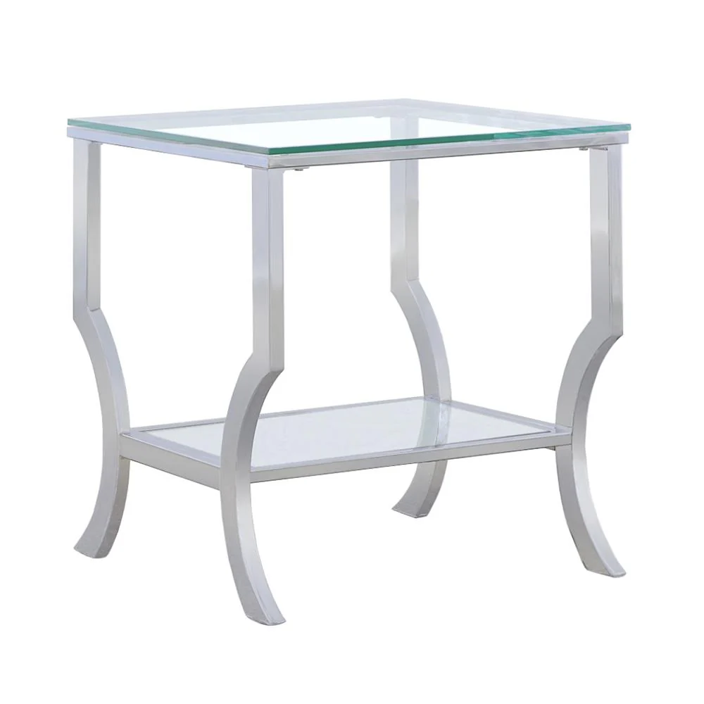 Coaster Furniture Saide 720337 Square Glass Top Side End Table - Chrome - Image 1