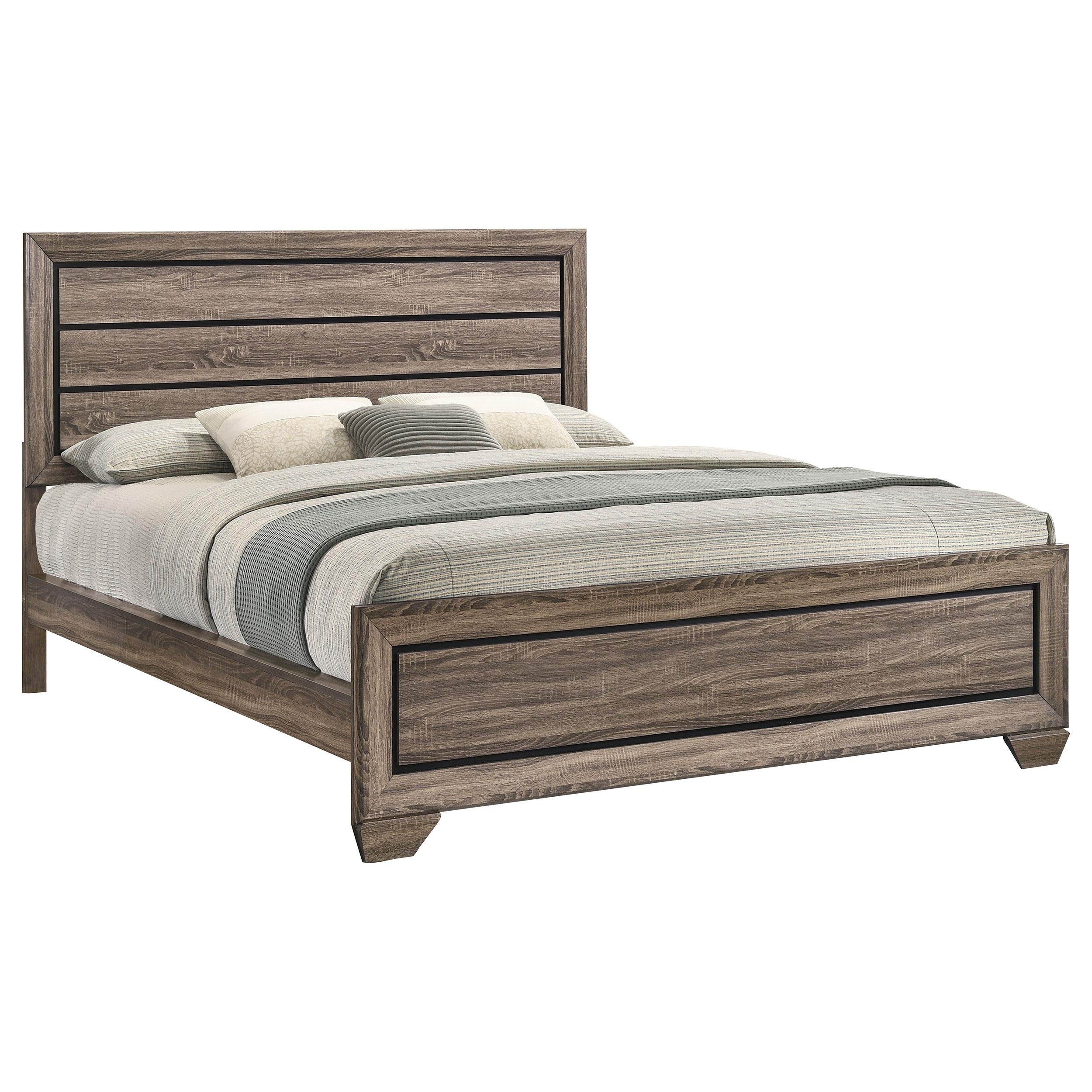 Coaster Furniture Kauffman 204191KW Wood California King Panel Bed - Washed Taupe - Image 2