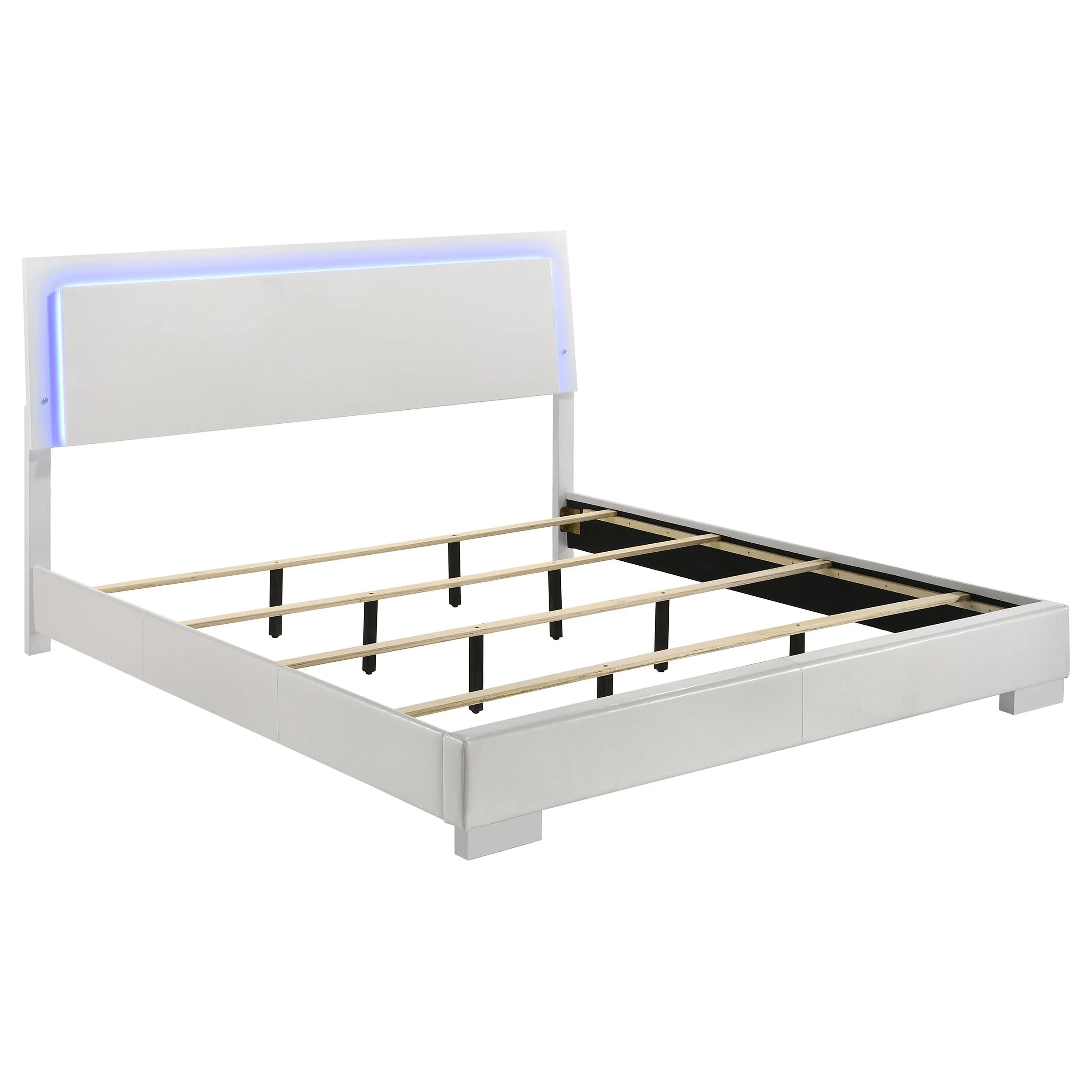 Coaster Furniture Felicity 203500KE Wood Eastern King LED Panel Bed - White High Gloss - Image 1