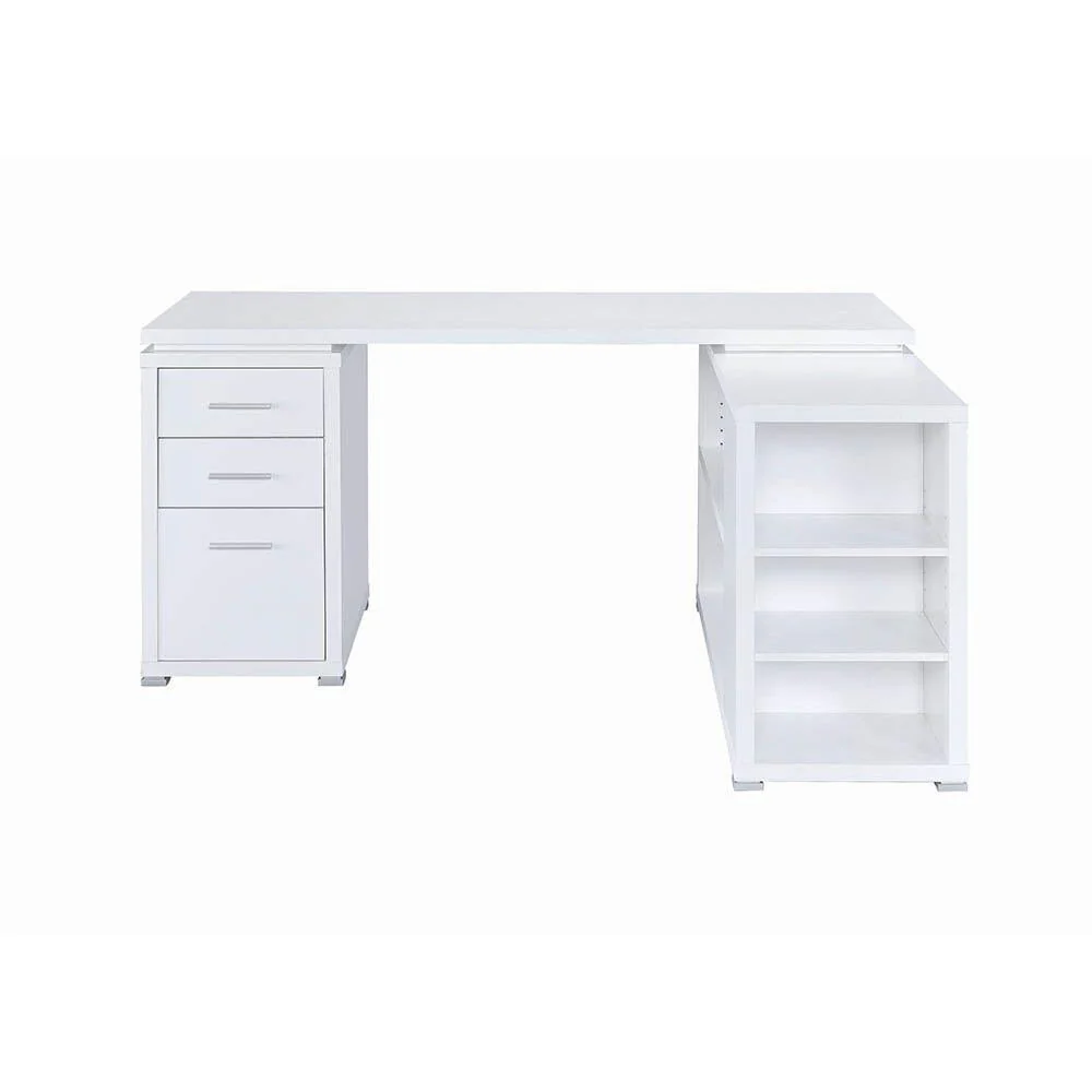 Coaster Furniture Yvette 800516 60-inch 3-Drawer L-Shape Computer Desk - White - Image 3