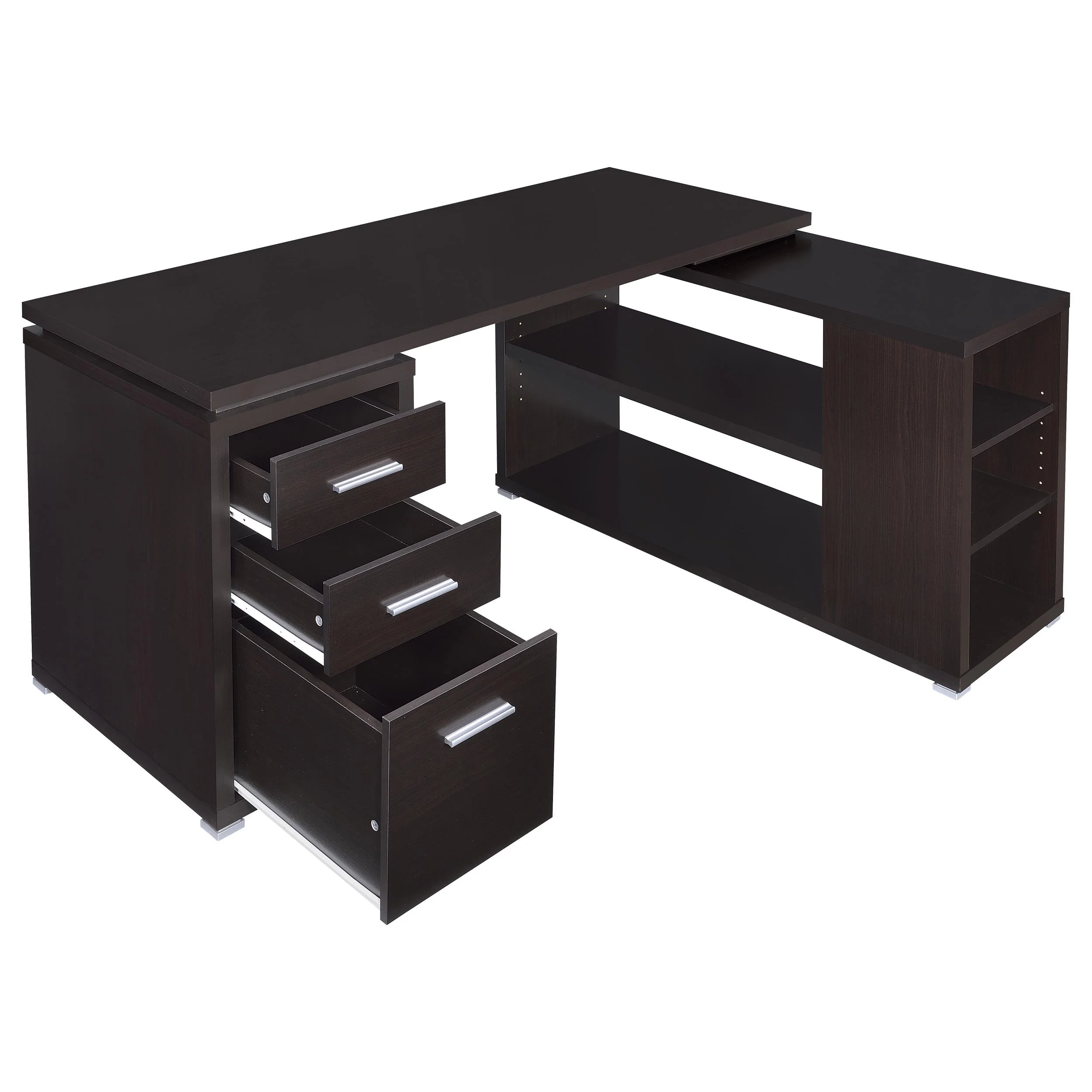 Coaster Furniture Yvette 800517 60-inch 3-Drawer L-Shape Computer Desk - Cappuccino - Image 2
