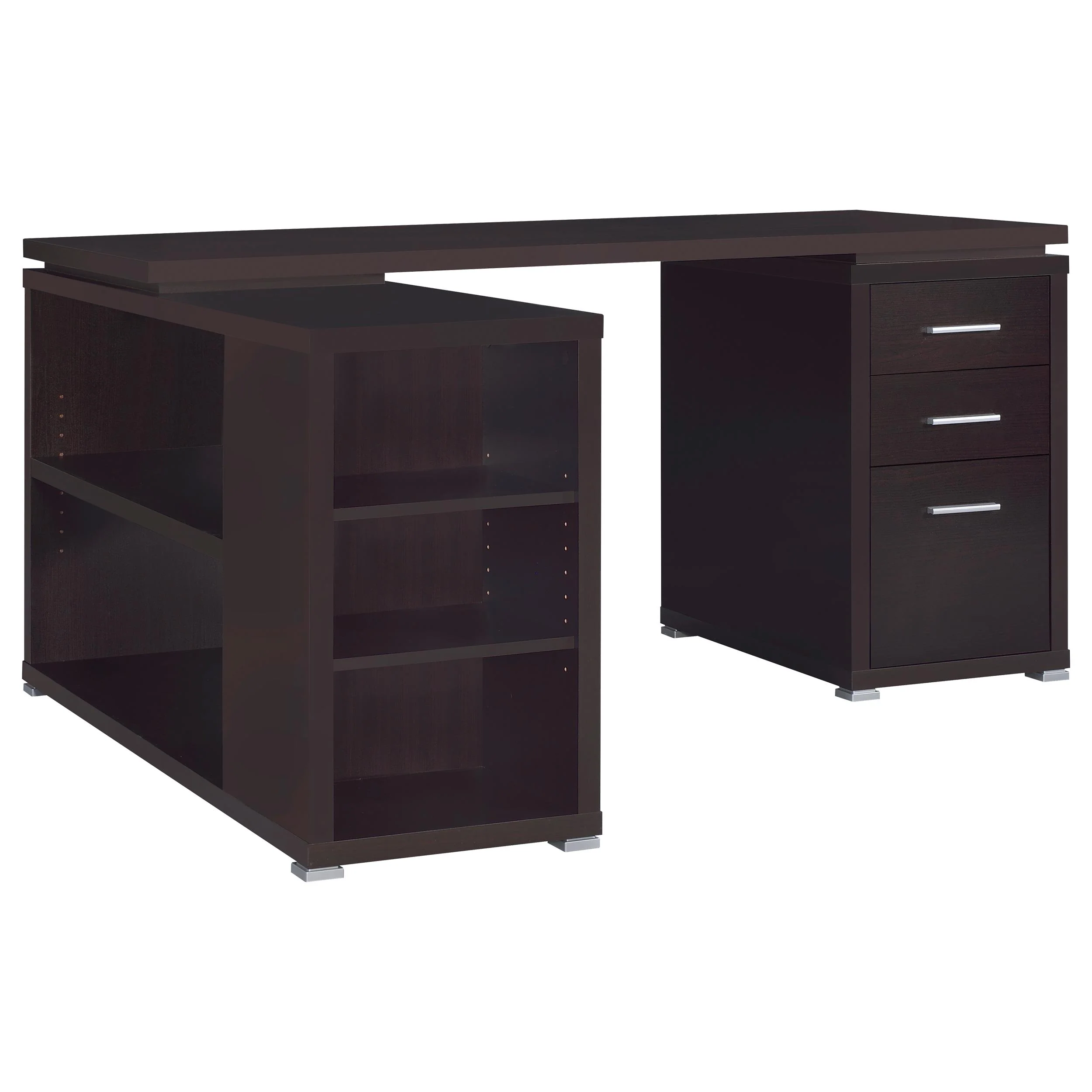 Coaster Furniture Yvette 800517 60-inch 3-Drawer L-Shape Computer Desk - Cappuccino - Image 3