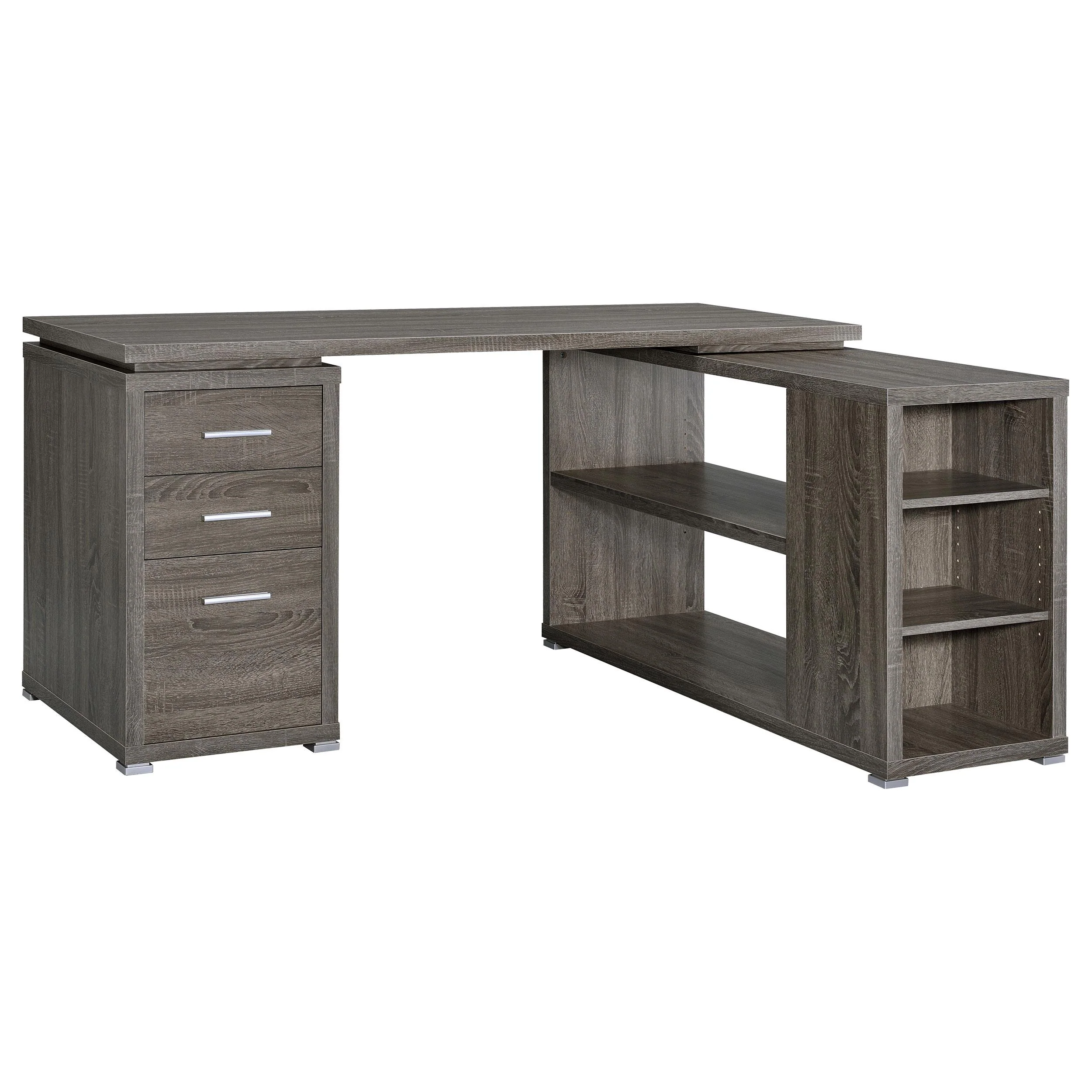 Coaster Furniture Yvette 800518 60-inch 3-Drawer L-Shape Computer Desk – Weathered Grey